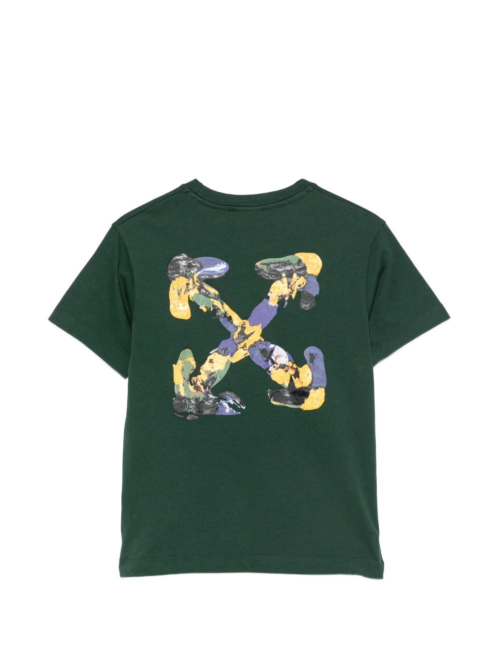 T-shirt per bambino Off White Kids verde con stampa grafica sul retro 44BAA002F26J00G PINE OFF WHITE KIDS