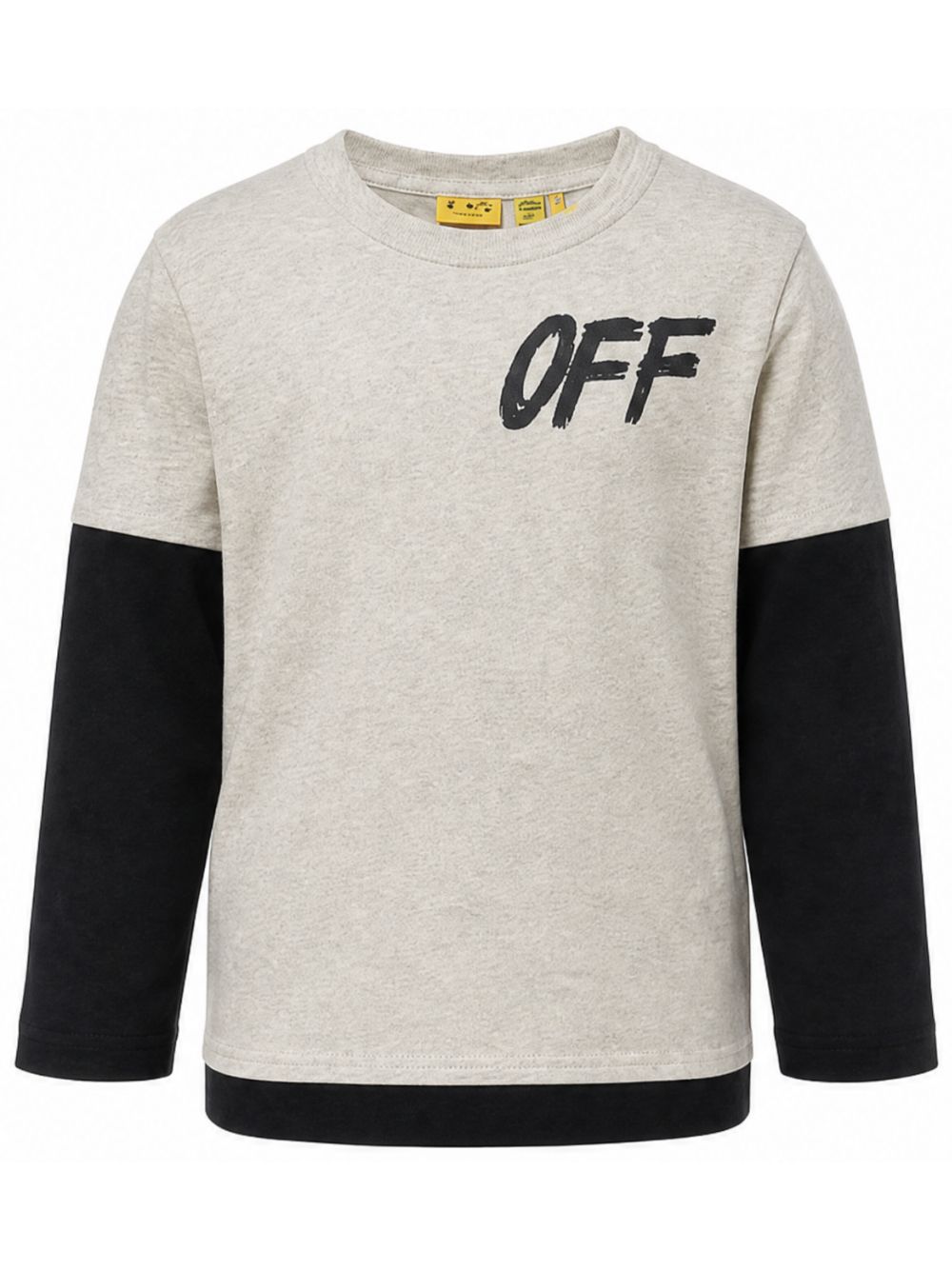 T-shirt per bambino Off-White Kids grigia con logo stampato sul davanti 44BAB005F26J001 GREY MELANGE OFF WHITE KIDS