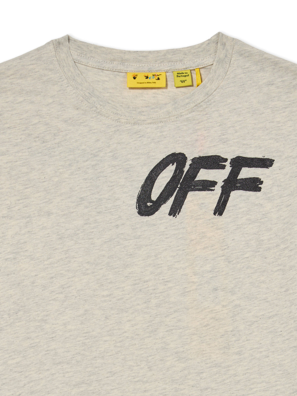 T-shirt per bambino Off-White Kids grigia con logo stampato sul davanti 44BAB005F26J001 GREY MELANGE OFF WHITE KIDS