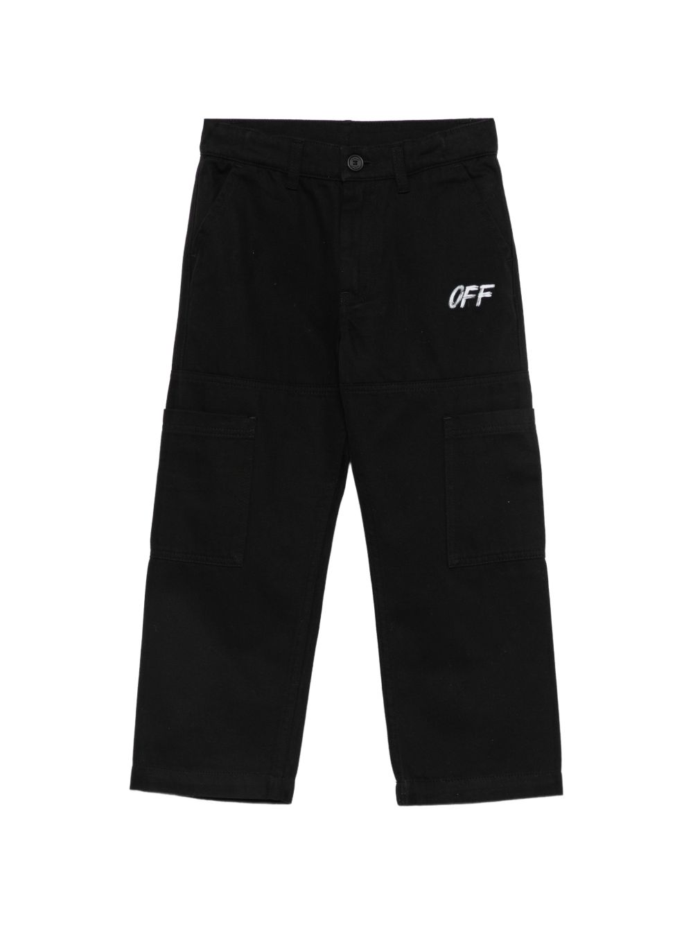 Pantaloni cargo per bambino Off-White Kids nero con stampa logo 44BCF009F26F001 BLACK OFF WHITE KIDS