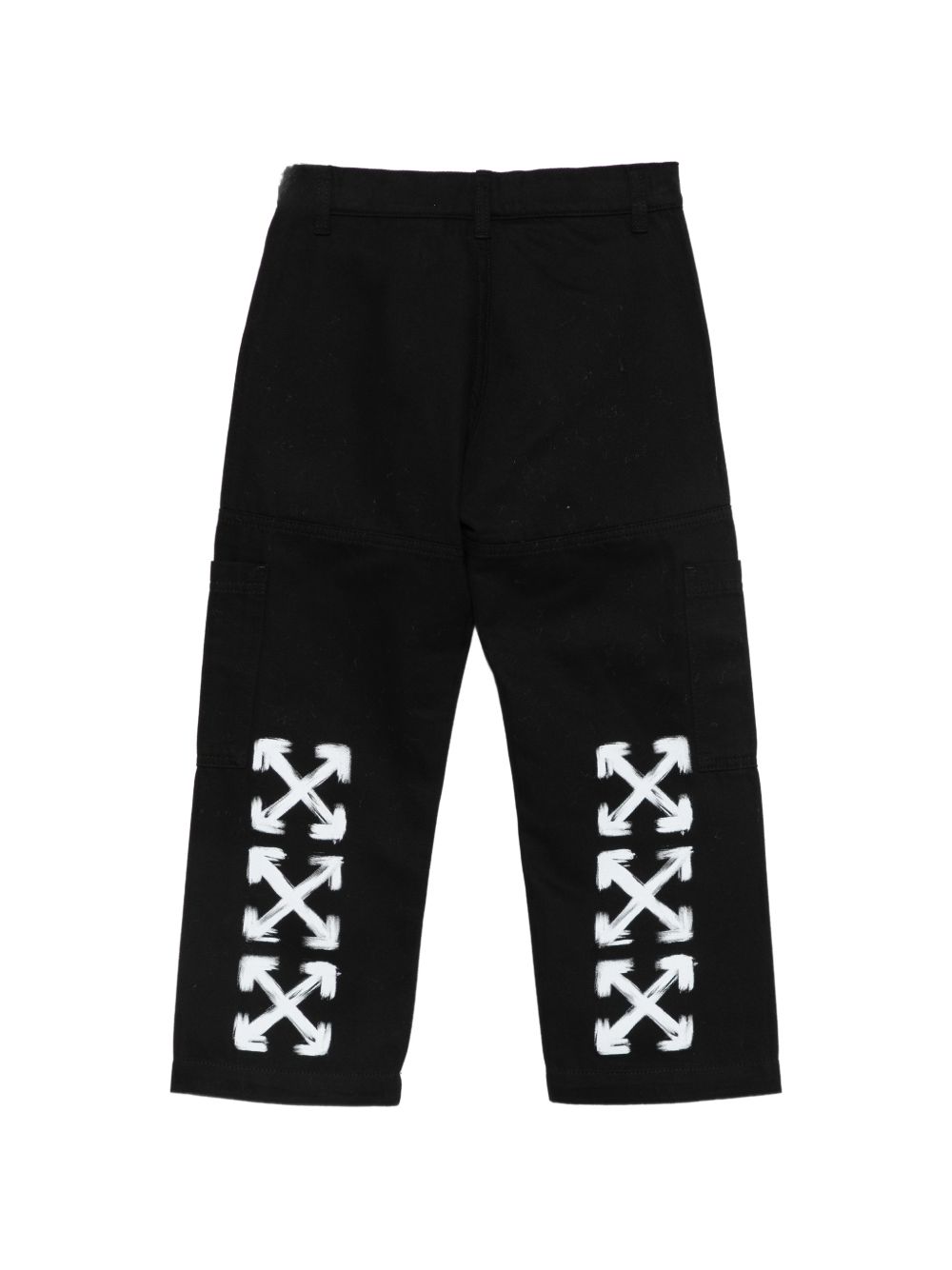 Pantaloni cargo per bambino Off-White Kids nero con stampa logo 44BCF009F26F001 BLACK OFF WHITE KIDS