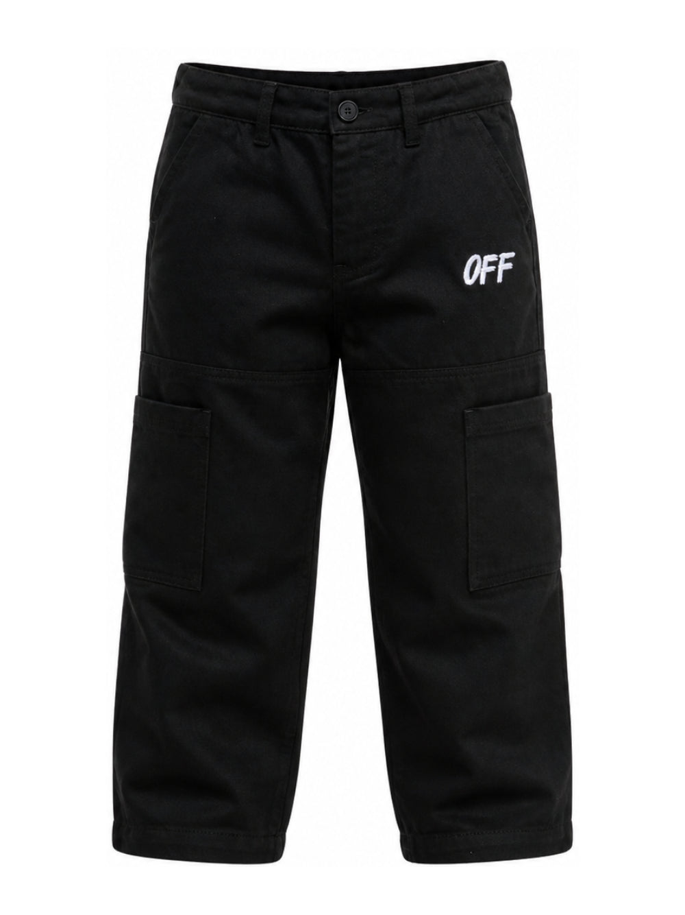Pantaloni cargo per bambino Off-White Kids nero con stampa logo 44BCF009F26F001 BLACK OFF WHITE KIDS