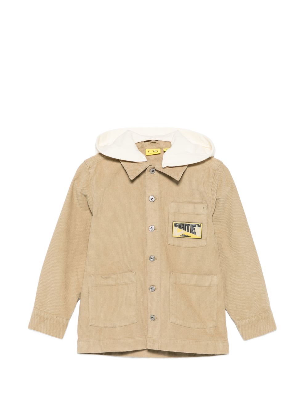 Giacca in velluto per bambino Off-White Kids beige con cappuccio 44BES002F26F001 CORNSTALK OFF WHITE KIDS