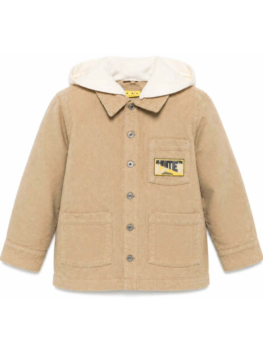 Giacca in velluto per bambino Off-White Kids beige con cappuccio 44BES002F26F001 CORNSTALK OFF WHITE KIDS