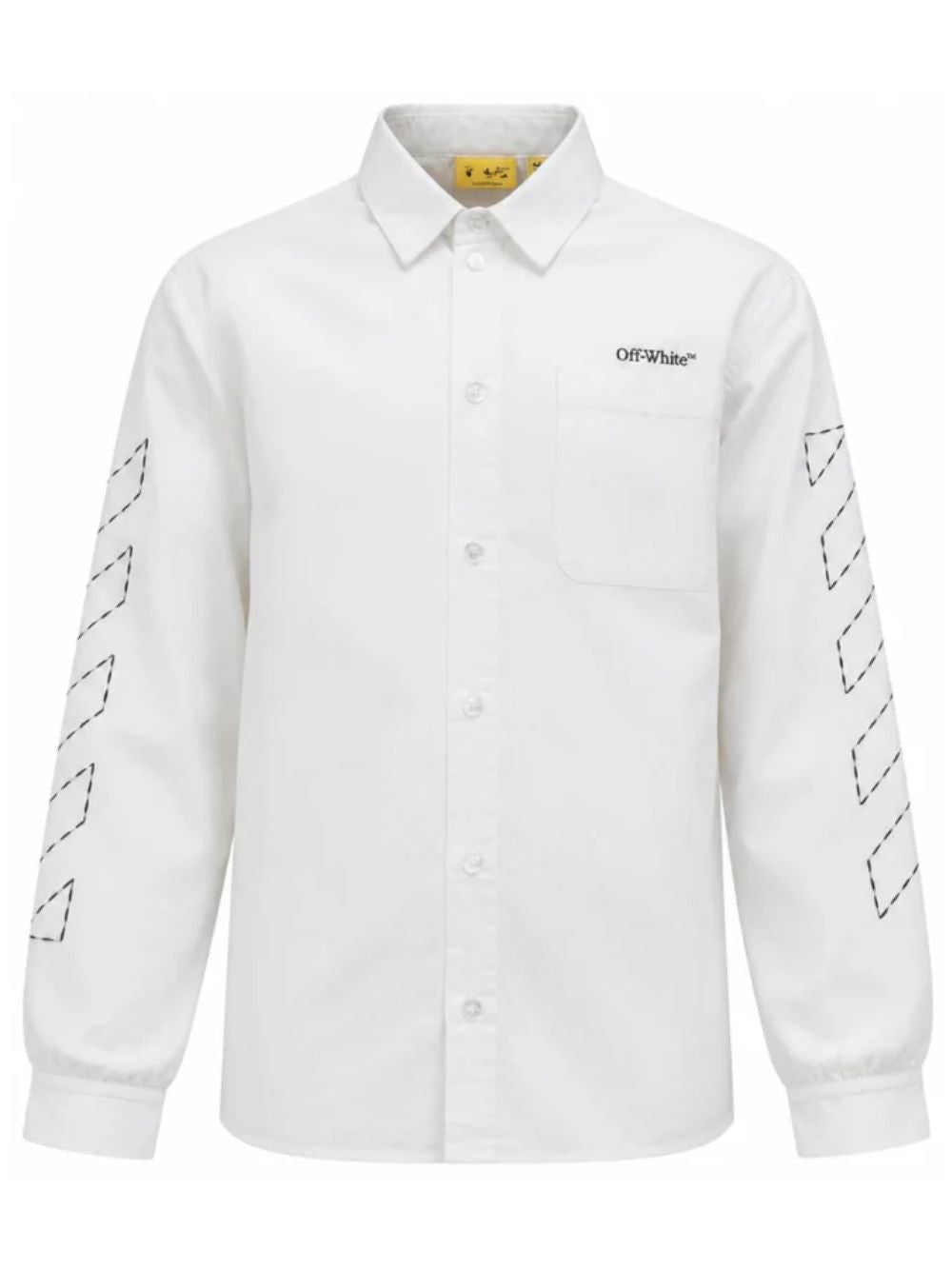 Camicia per bambino Off White Kids bianca con stampa del logo sul petto 44BGE008F26F001 WHITE OFF WHITE KIDS