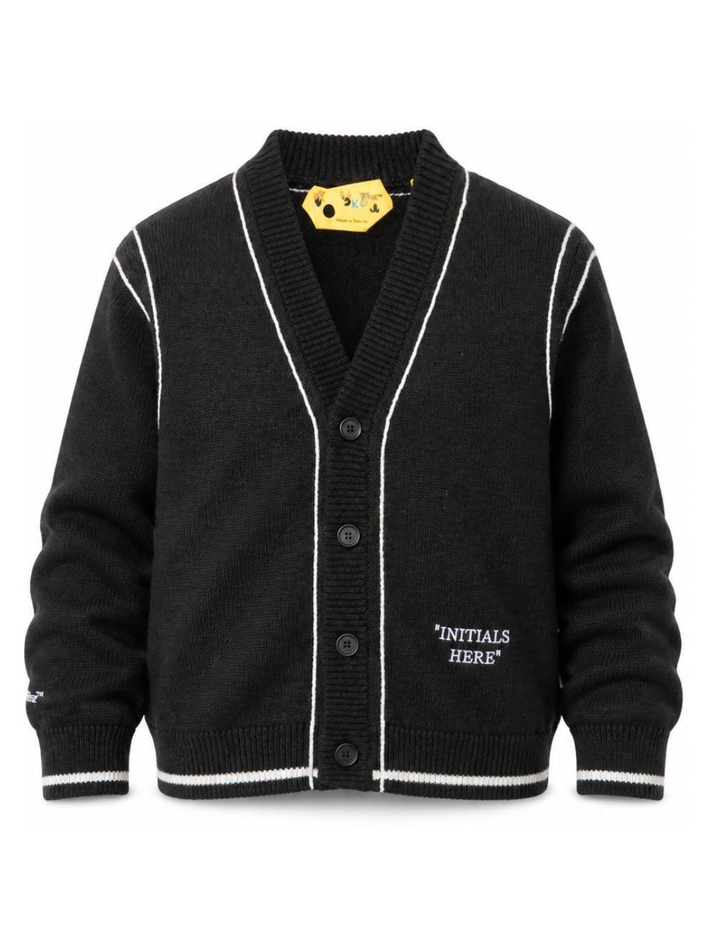 Cardigan per bambino Off White Kids nero con bordi a contrasto 44BHB001F26K001 BLACK OFF WHITE KIDS
