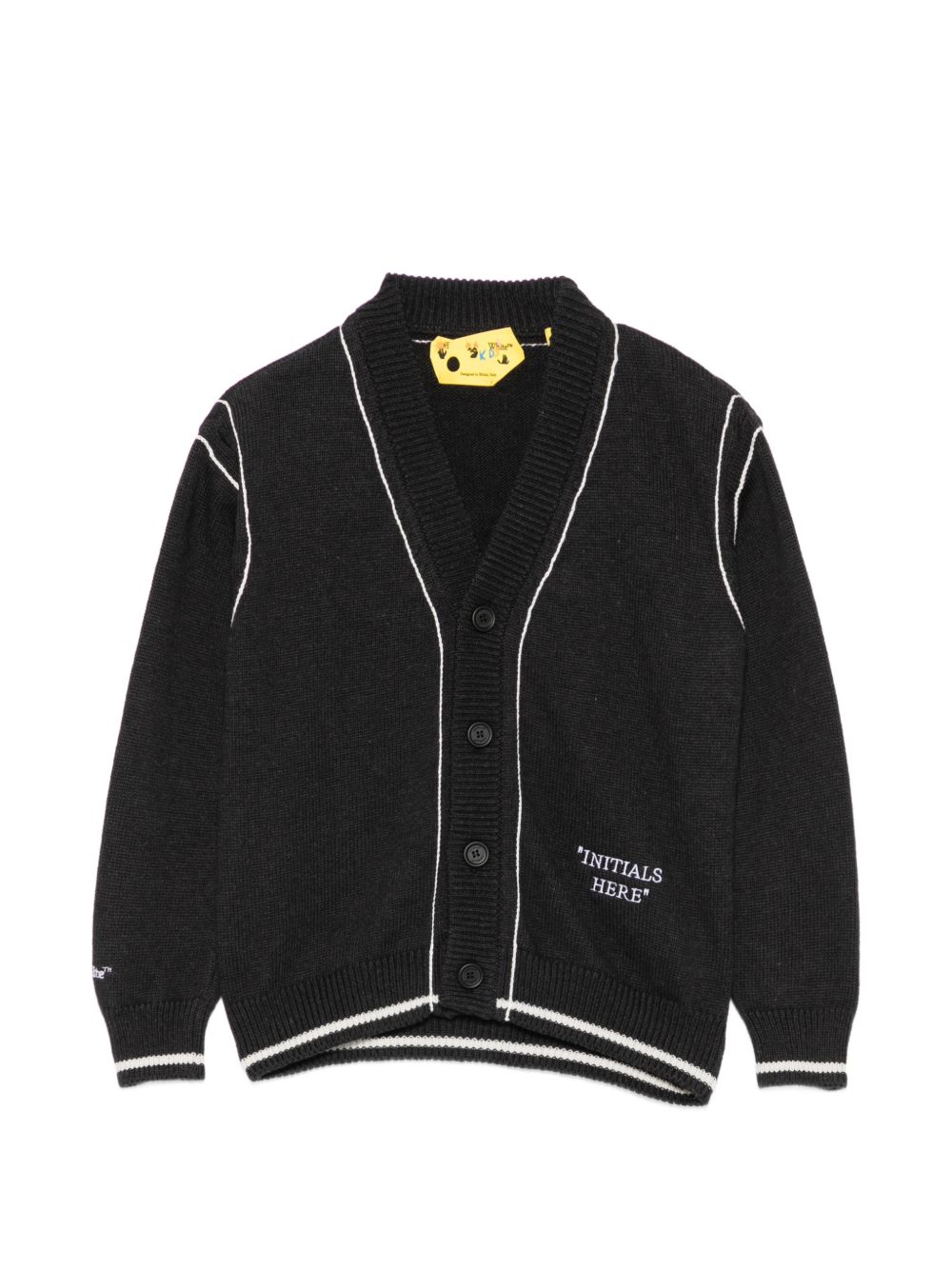 Cardigan per bambino Off White Kids nero con bordi a contrasto 44BHB001F26K001 BLACK OFF WHITE KIDS