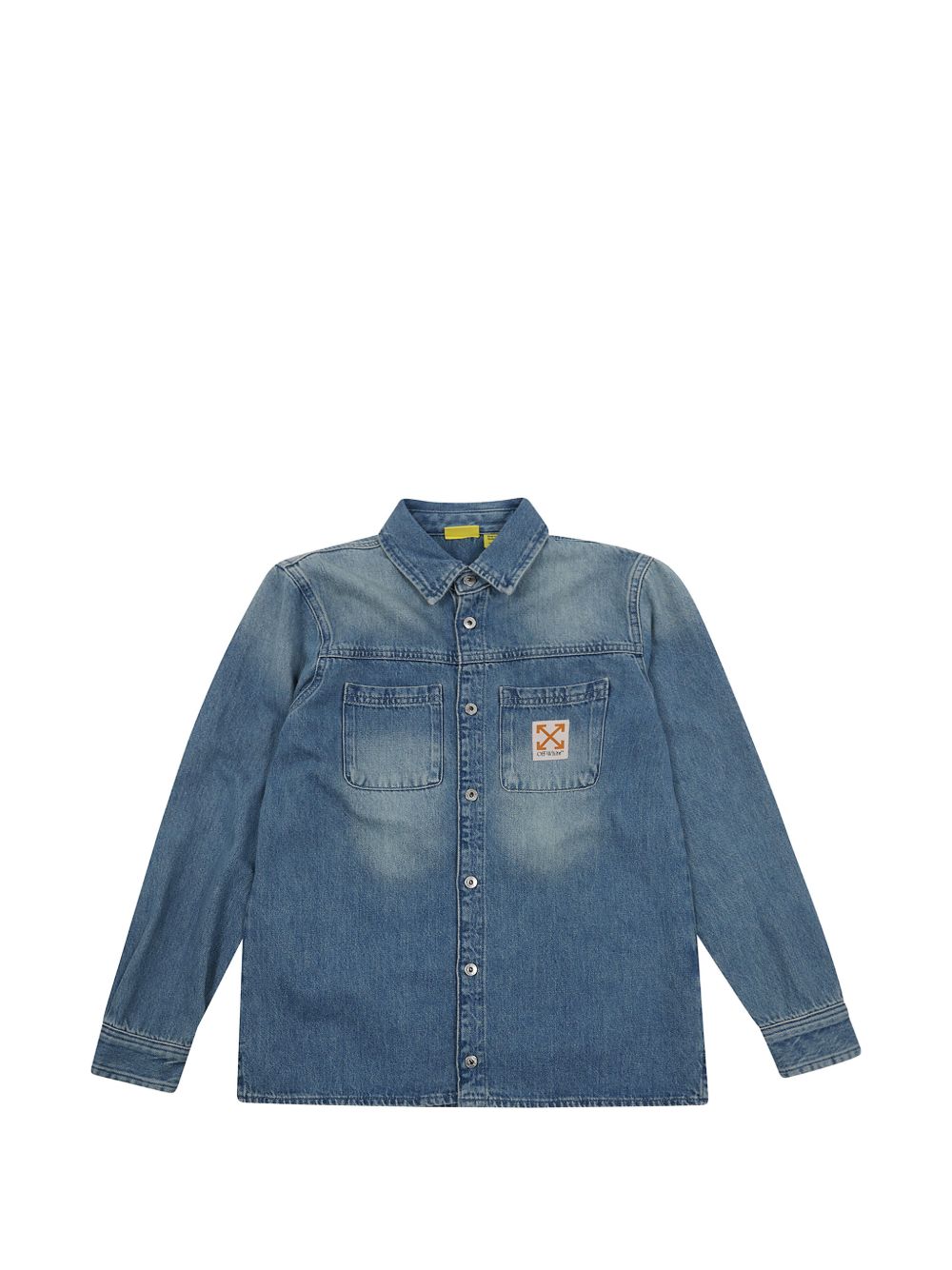 Camicia per bambino Off White Kids in denim con tasche sul davanti 44BYD004F26D001 SAND BLUE OFF WHITE KIDS