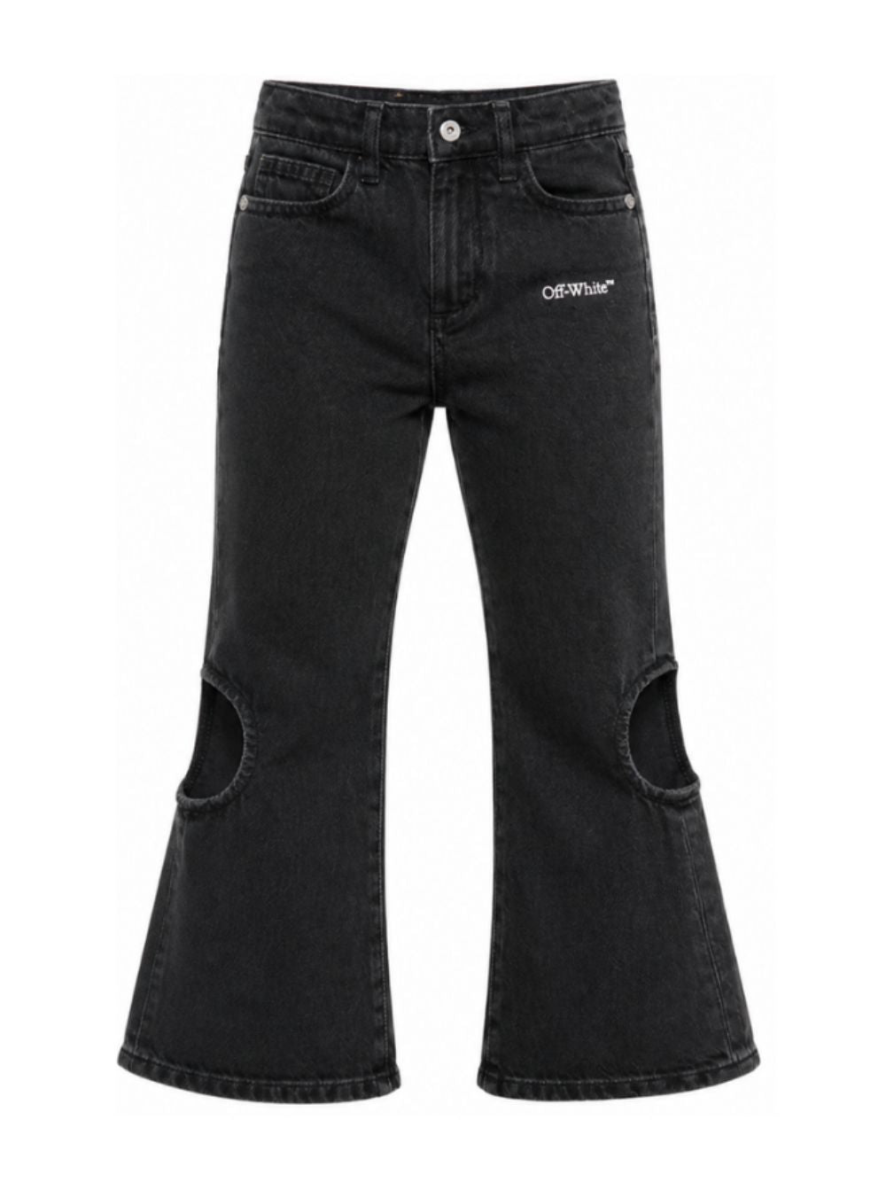 Jeans Bookish Meteor per bambina Off-White Kids neri con dettagli cut-out 44GYA001F26D001 BLACK OFF WHITE KIDS