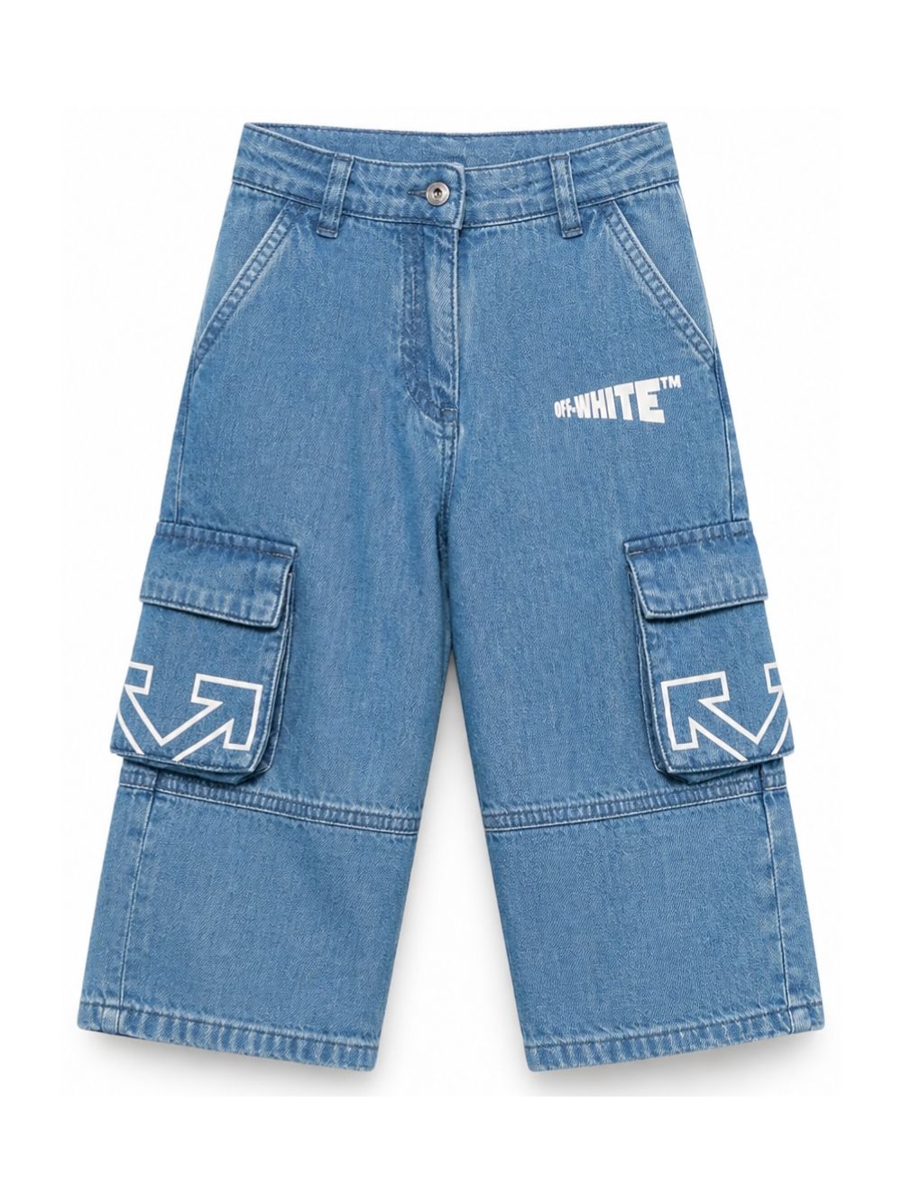 Cargo Arrows per bambina Off-White Kids in denim con logo 44GYB004F26D001 BLUE LIGHT OFF WHITE KIDS