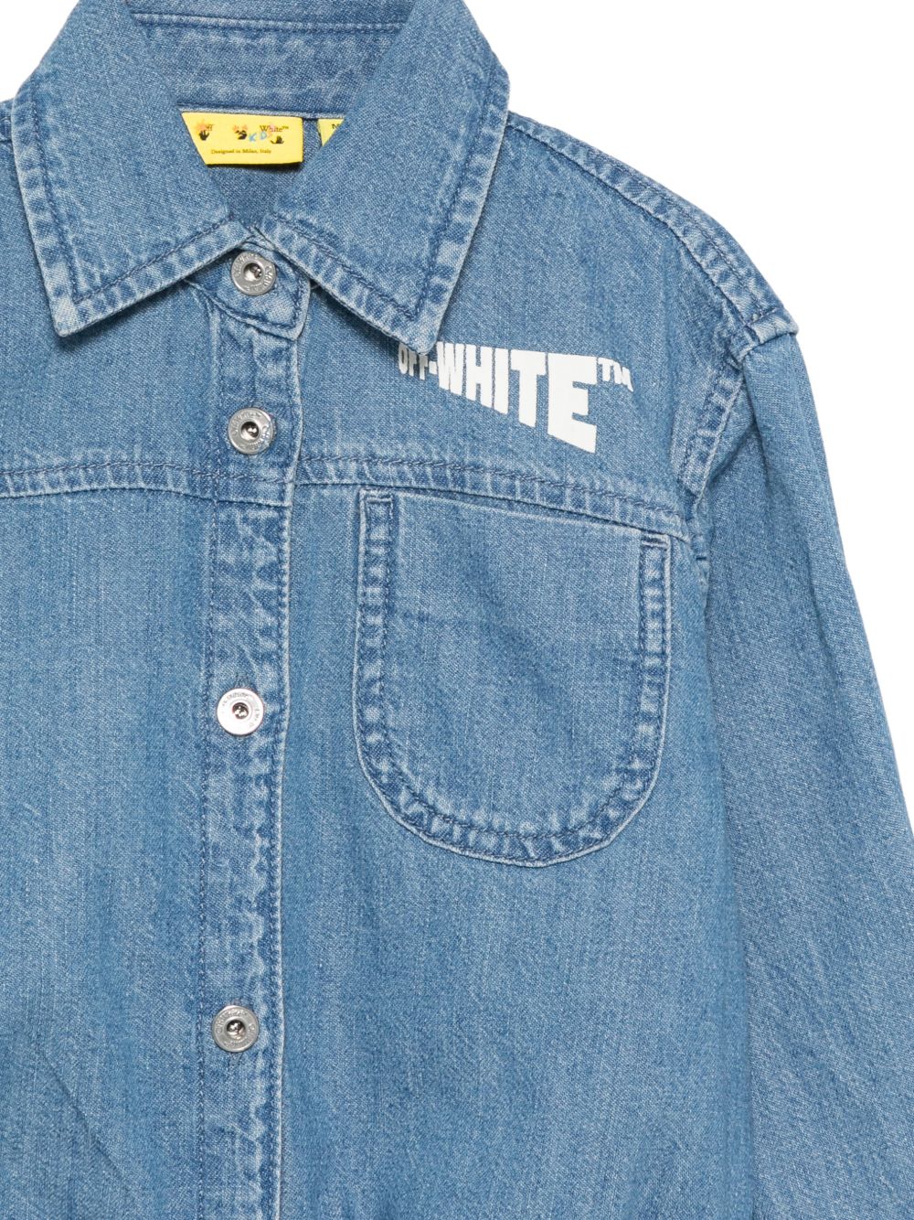 Camicia per bambina Off-White Kids denim con logo sul davanti 44GYD003F26D001 BLUE LIGHT OFF WHITE KIDS