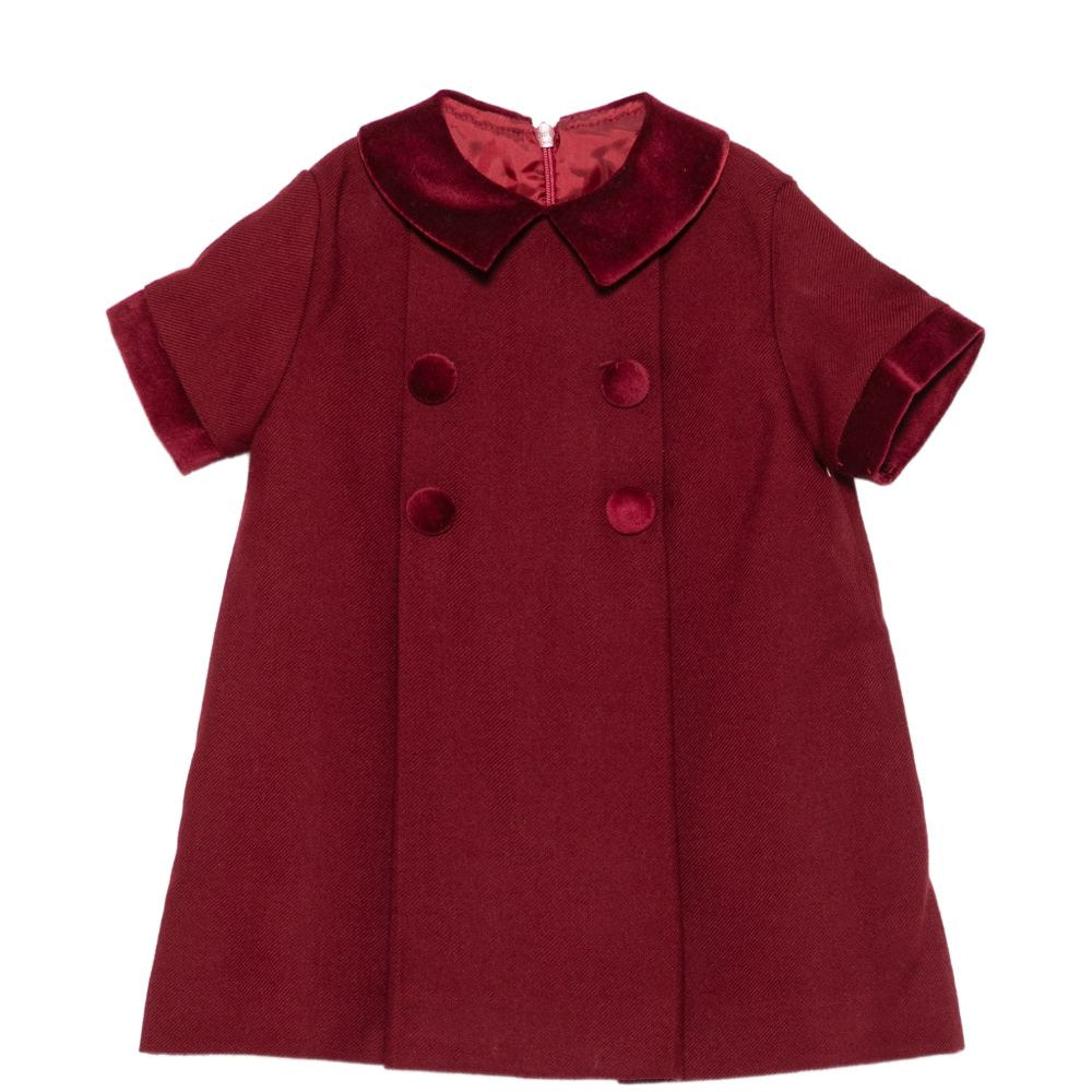 Abito per neonata Paio Crippa Kids rosso con colletto Peter Pan e in velluto BICE 30 PAIO CRIPPA KIDS
