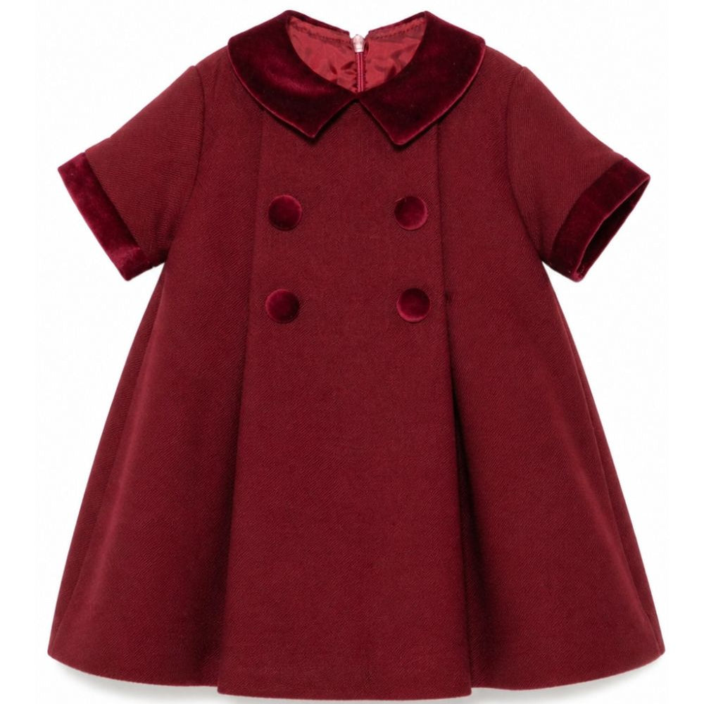 Abito per neonata Paio Crippa Kids rosso con colletto Peter Pan e in velluto BICE 30 PAIO CRIPPA KIDS