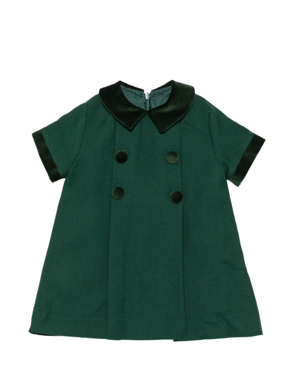 Abito per neonata Paio Crippa Kids verde colletto e polsini in velluto BICE 58 PAIO CRIPPA KIDS