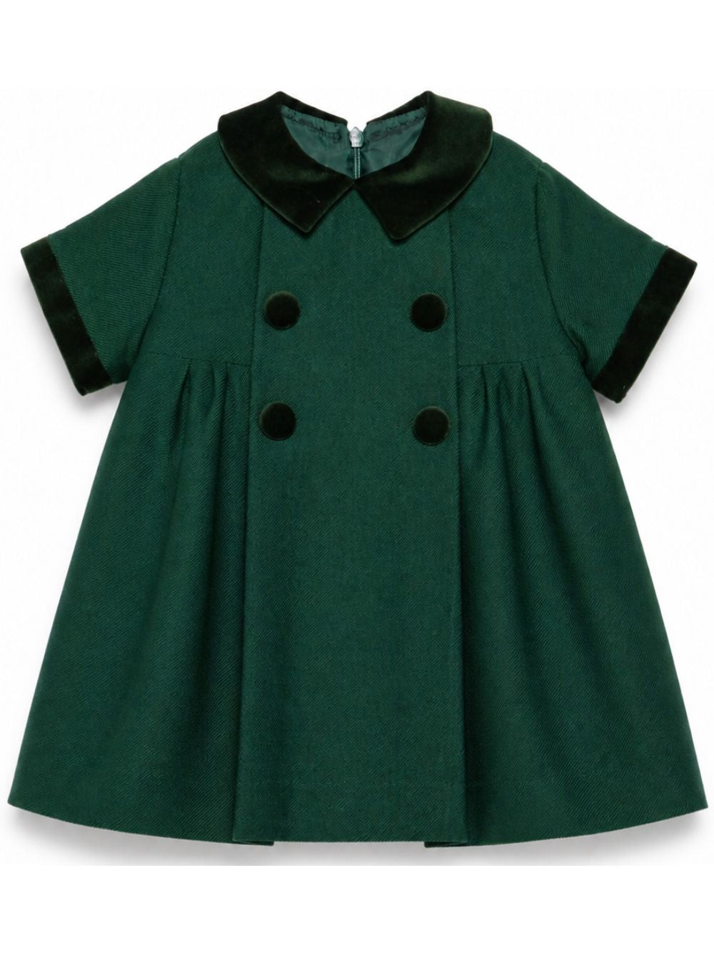 Abito per neonata Paio Crippa Kids verde colletto e polsini in velluto BICE 58 PAIO CRIPPA KIDS