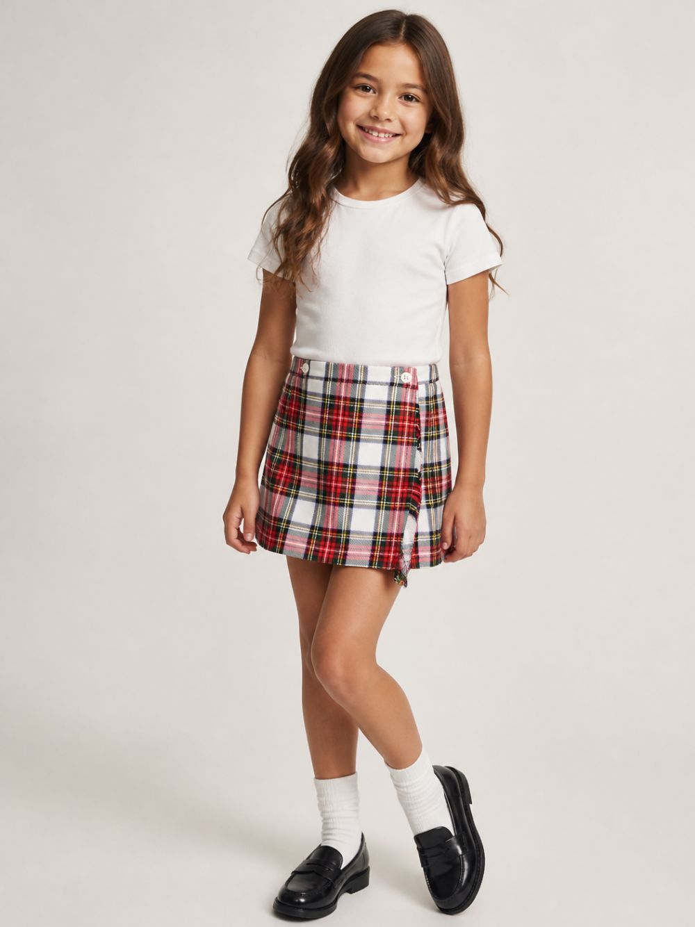 Gonna per bambina Paio Crippa Kids bianca con motivo scozzese BUCANEVE 4028 PAIO CRIPPA KIDS