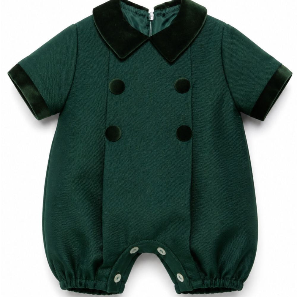 Tutina per neonato Paio Crippa Kids verde in tessuto twill<BR/> FICO 58 PAIO CRIPPA KIDS