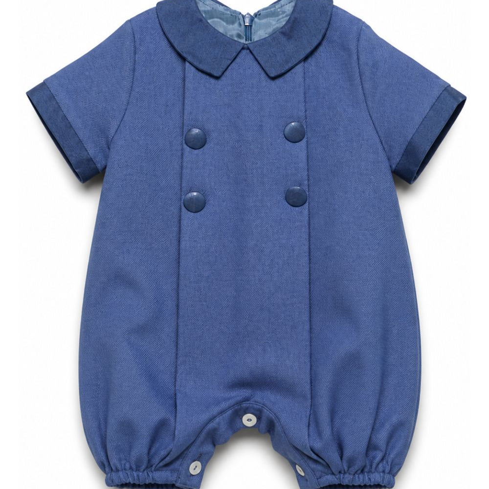 Tutina per neonato Paio Crippa Kids blu in tessuto twill<BR/><BR/> FICO 68 PAIO CRIPPA KIDS