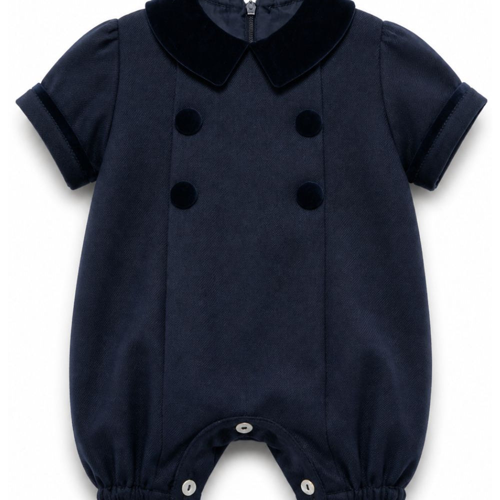 Tutina per neonato Paio Crippa Kids blu in tessuto twill FICO 78 PAIO CRIPPA KIDS