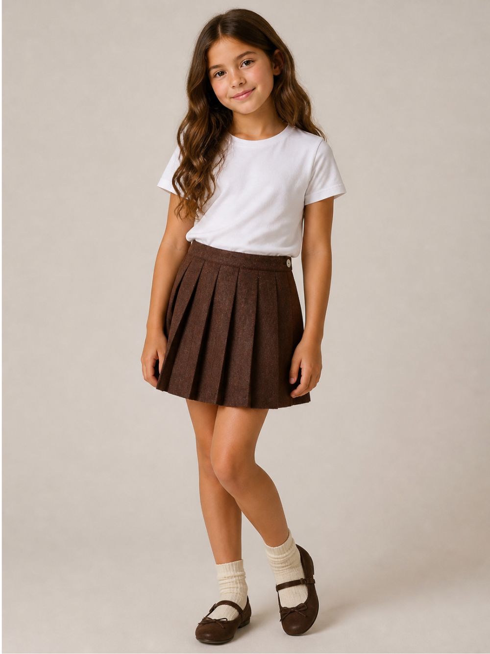 Gonna per bambina Paio Crippa Kids marrone finitura spazzolata RANUNCOLO 84 PAIO CRIPPA KIDS