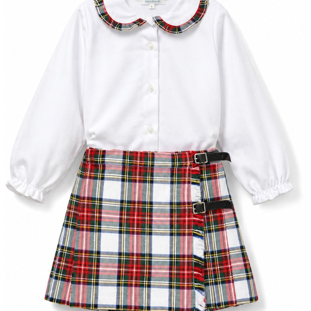 Completo camicia e gonna per neonata Paio Crippa Kids multicolore con motivo tartan SASSOFONO ENGLAND 4028 PAIO CRIPPA KIDS