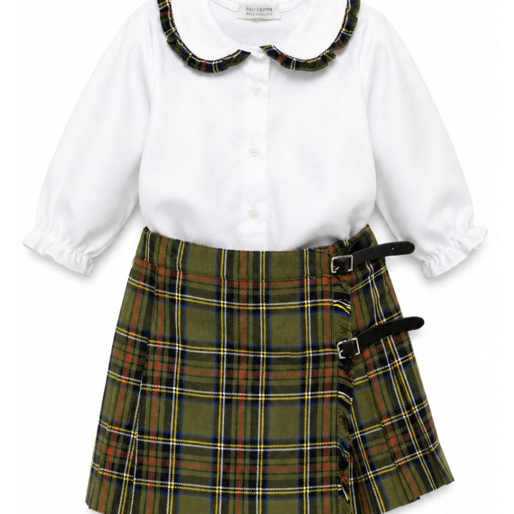 Set camicia e gonna per neonata Paio Crippa Kids multicolore con motivo tartan SASSOFONO ENGLAND 4632 PAIO CRIPPA KIDS