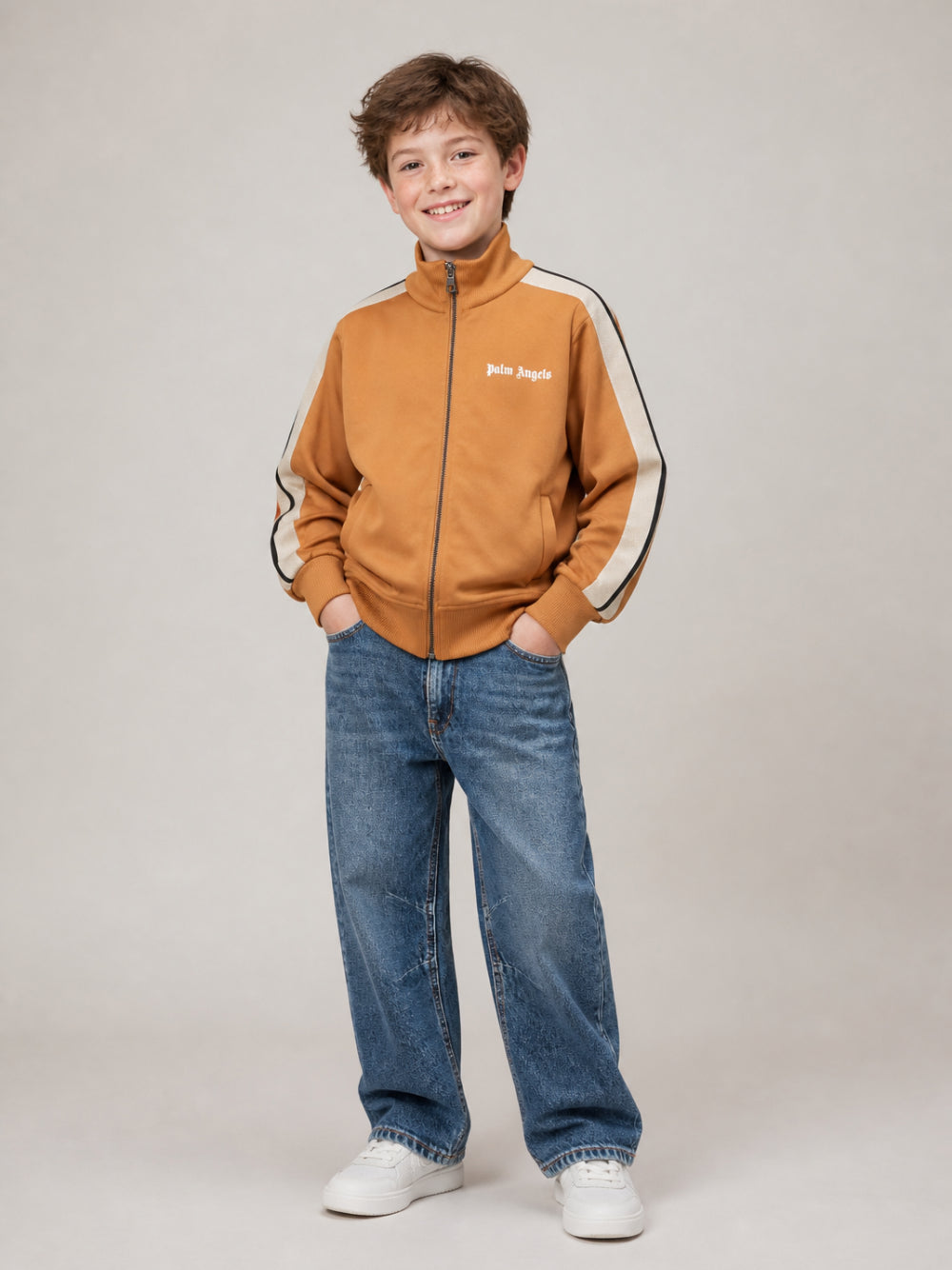 Jeans per bambino Palm Angels Kids denim con applicazione logo F6PAJBDP067 126 PALM ANGELS KIDS