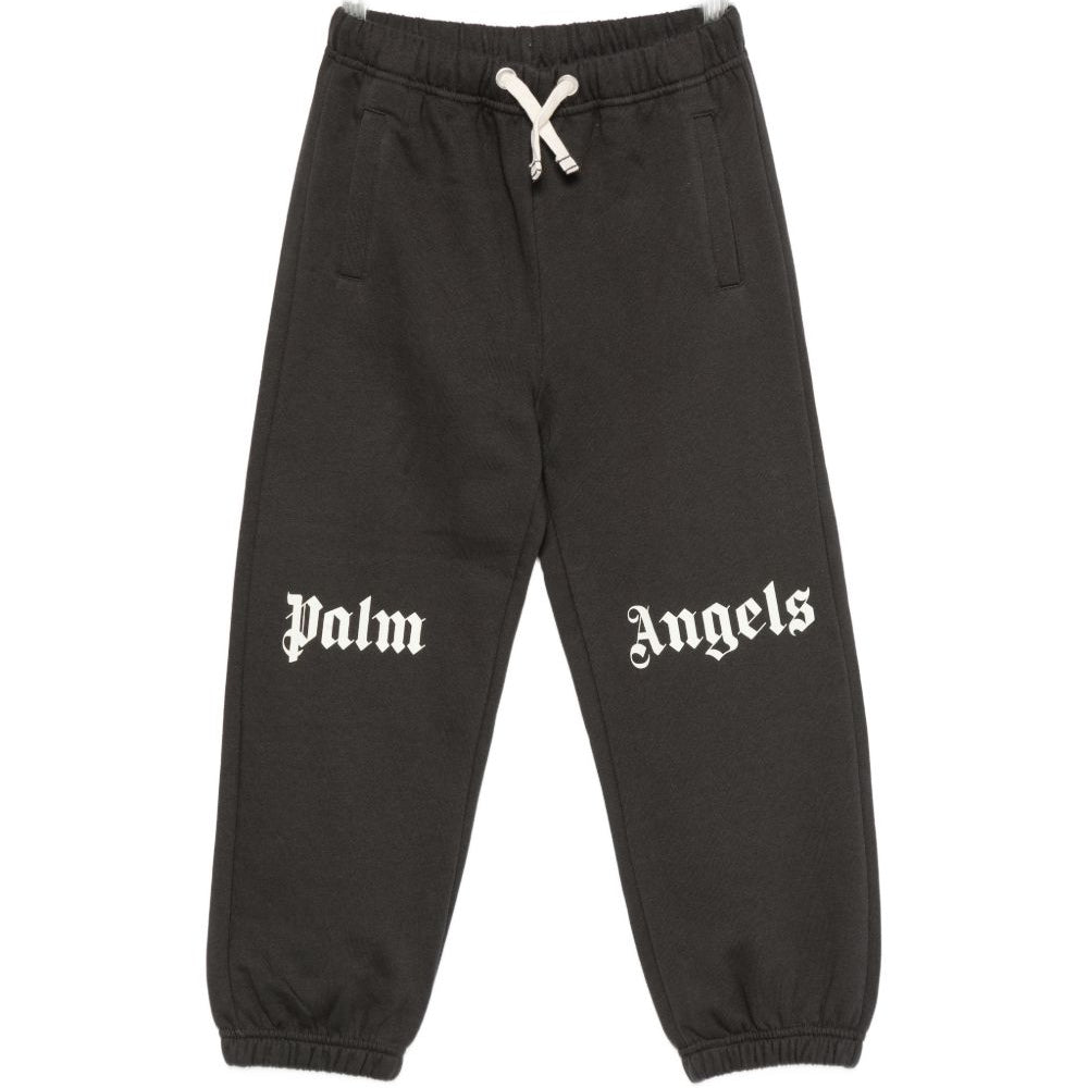 Pantatuta per bambino Palm Angels Kids nero con stampa logo sul davanti F6PAJBFP016 110 PALM ANGELS KIDS