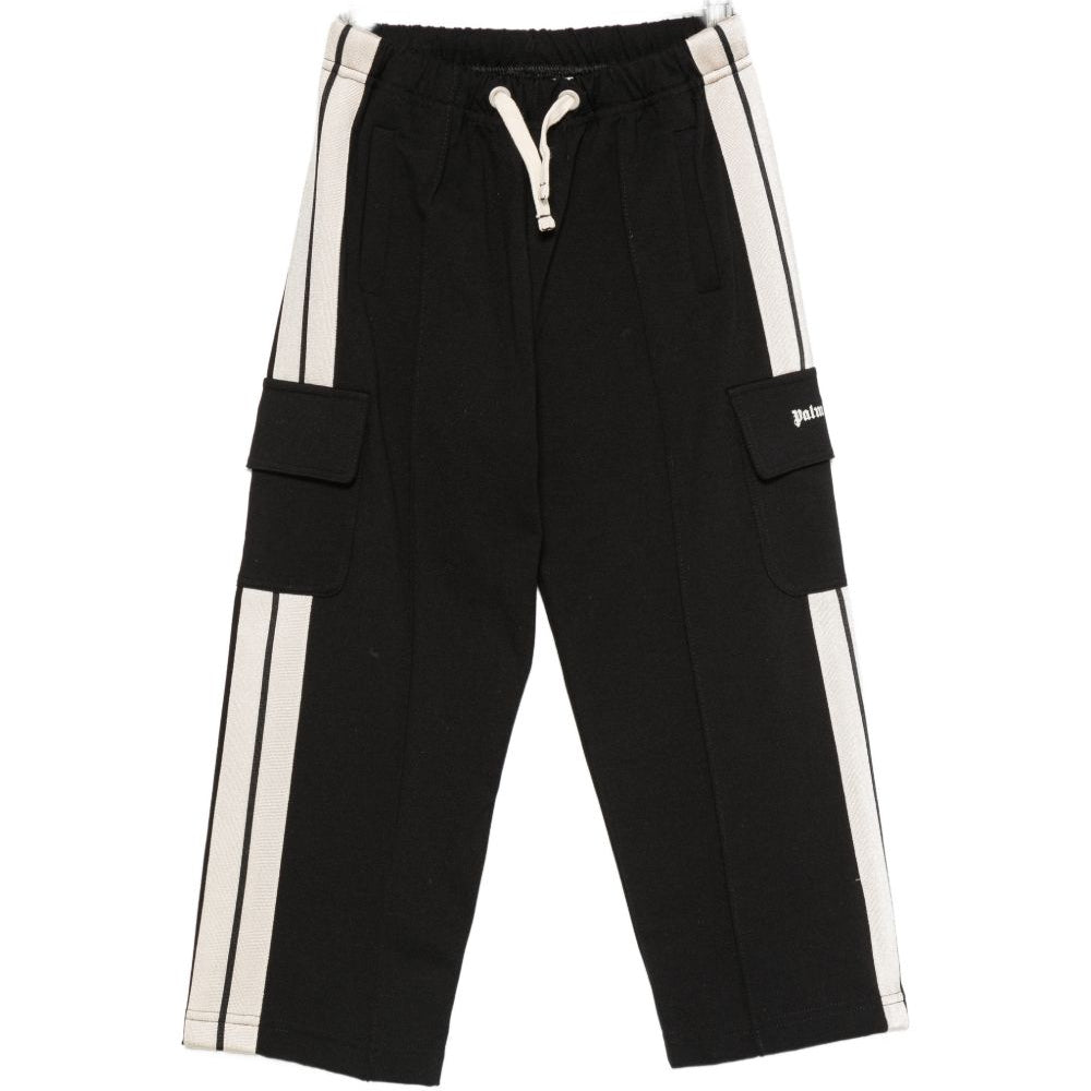 Pantaloni cargo per bambino Palm Angels Kids nero con dettaglio striscia laterale F6PAJBFP020 110 PALM ANGELS KIDS