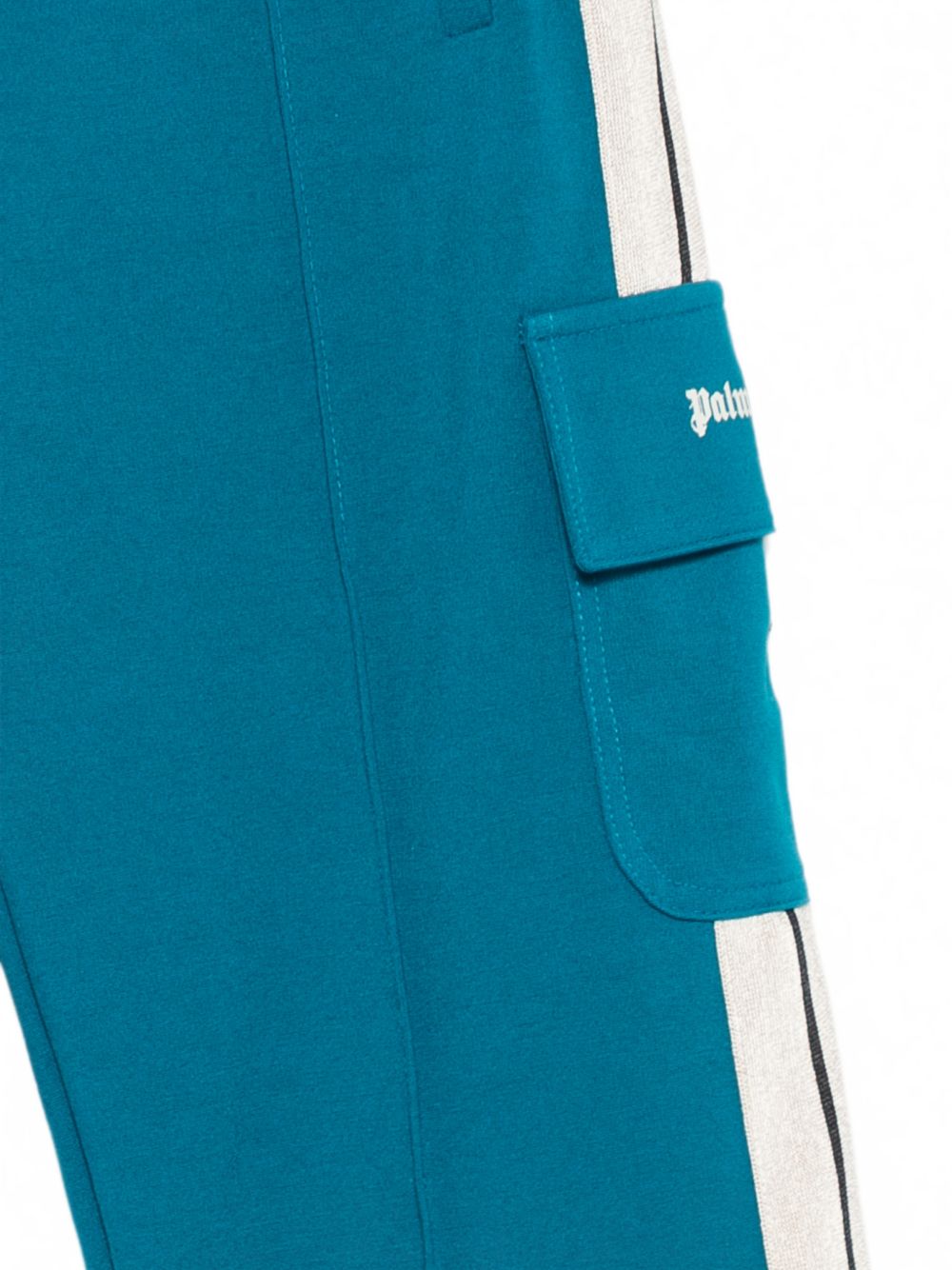 Pantaloni cargo per bambino Palm Angels Kids blu petrolio con dettaglio striscia laterale F6PAJBFP020 1527 PALM ANGELS KIDS