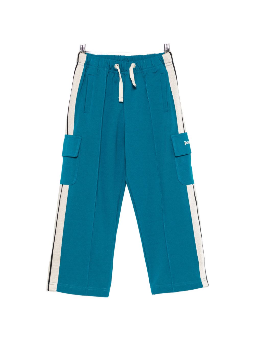 Pantaloni cargo per bambino Palm Angels Kids blu petrolio con dettaglio striscia laterale F6PAJBFP020 1527 PALM ANGELS KIDS