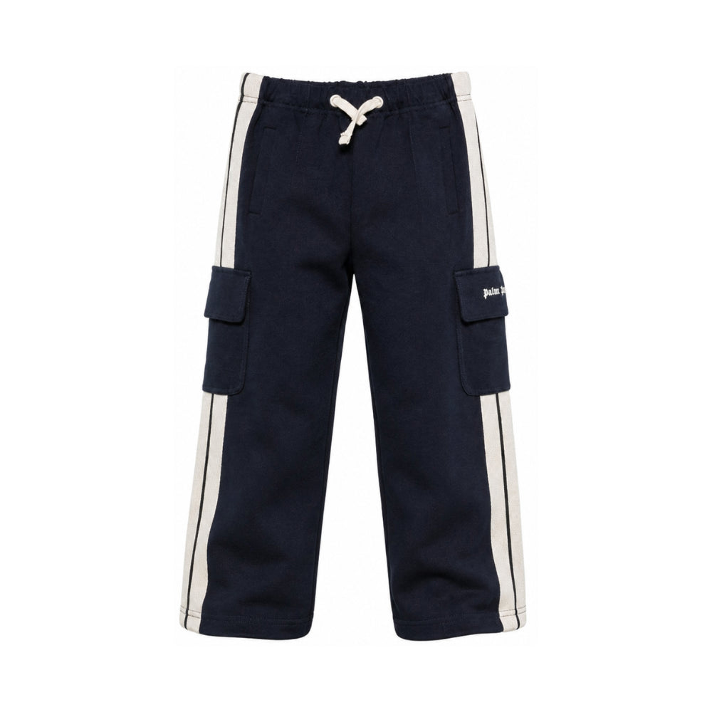 Pantaloni cargo Palm Angels Kids nero con stampa logo e striscia laterale F6PAJBFP020 1528 PALM ANGELS KIDS