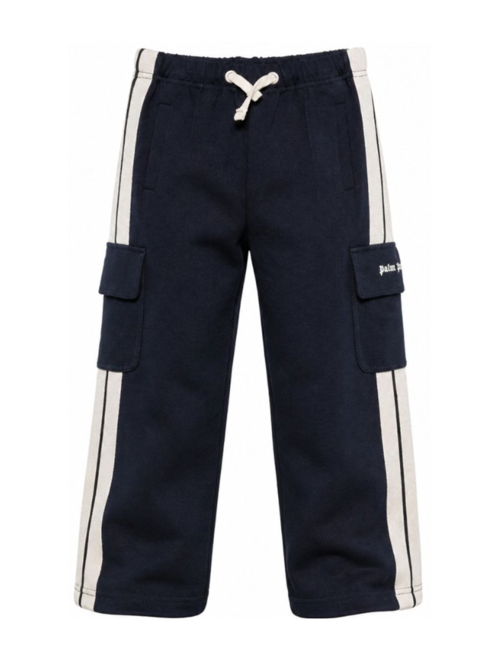 Pantaloni cargo Palm Angels Kids blu navy con stampa logo e striscia laterale F6PAJBFP020 1528 PALM ANGELS KIDS
