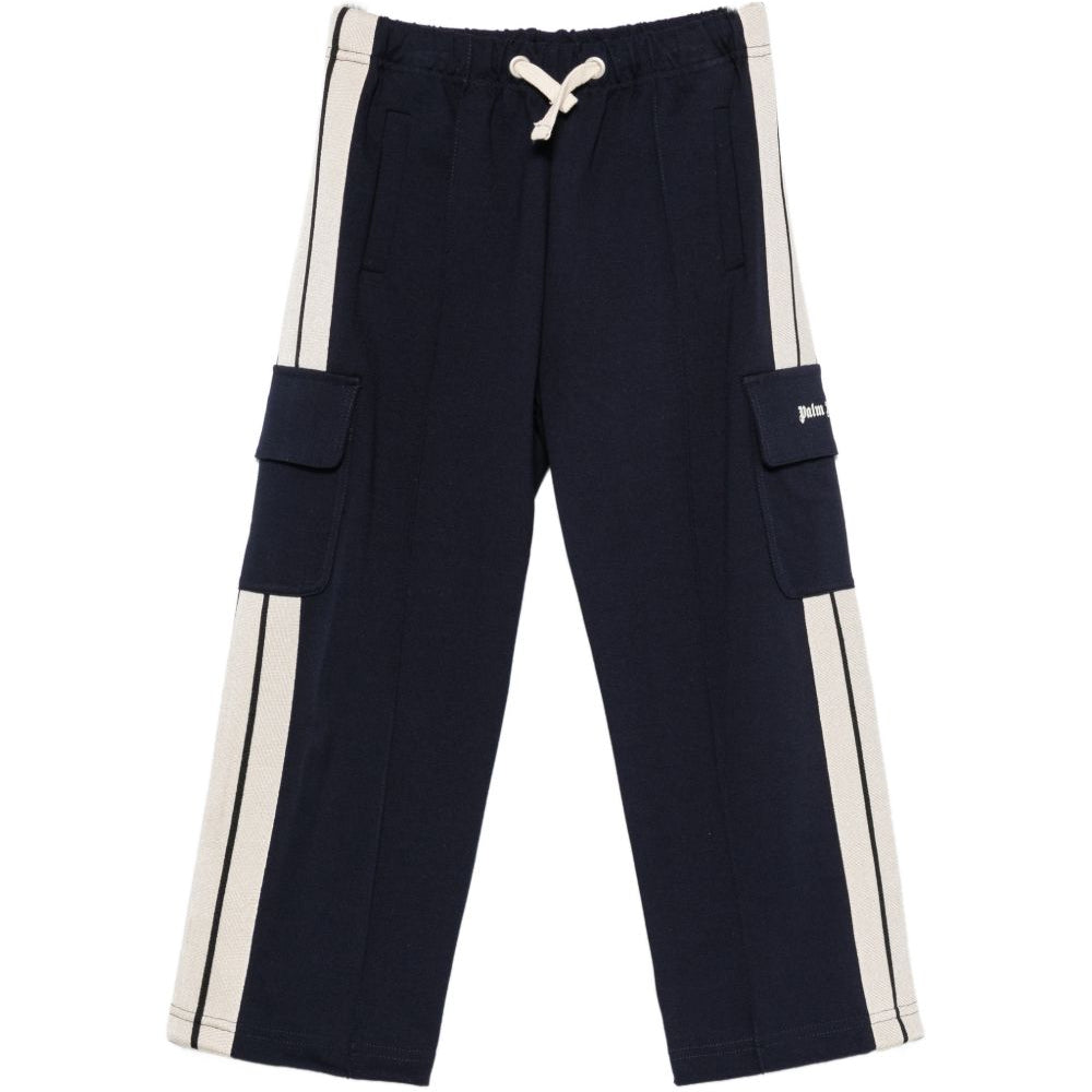 Pantaloni cargo Palm Angels Kids nero con stampa logo e striscia laterale F6PAJBFP020 1528 PALM ANGELS KIDS