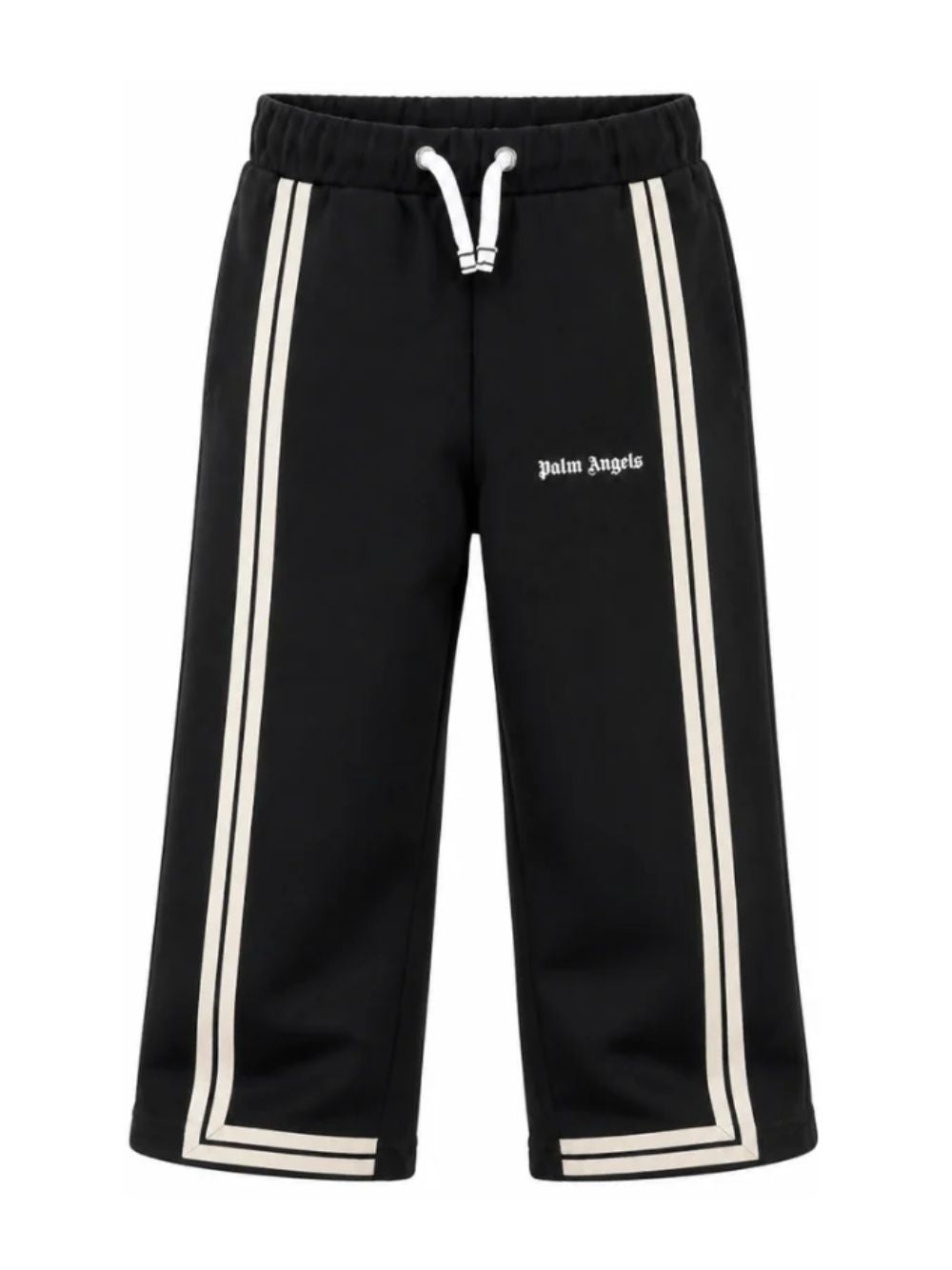 Pantaloni per bambino Palm Angels Kids nero con stampa logo sul davanti F6PAJBFP027 110 PALM ANGELS KIDS