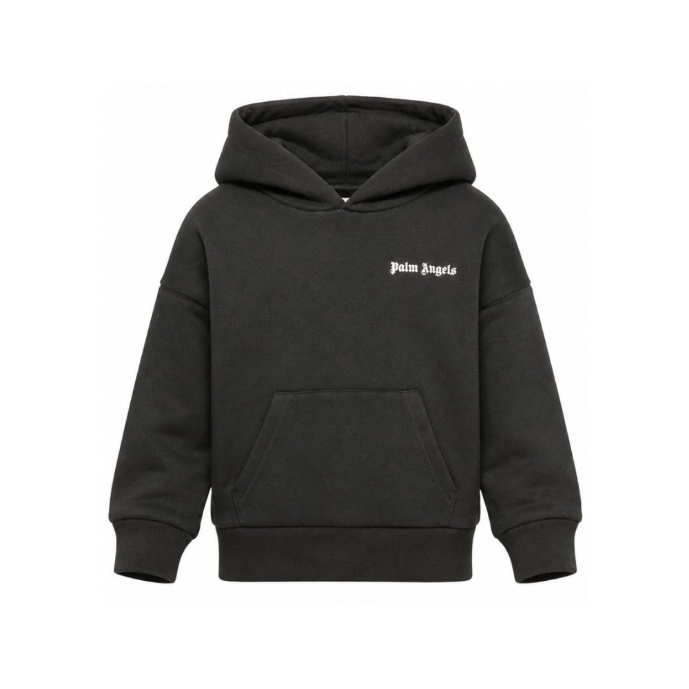 Felpa per bambino Palm Angels Kids nera con logo stampato sul davanti F6PAJBHS011 110 PALM ANGELS KIDS