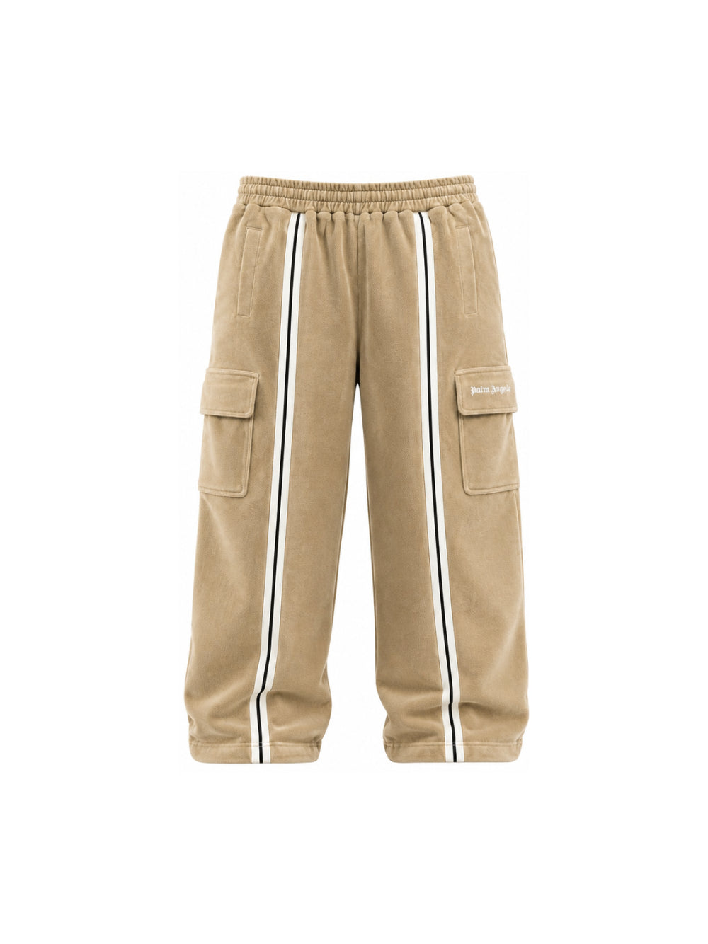 Pantaloni per bambino Palm Angels Kids beige con stampa logo sul lato F6PAJBPA129 178 PALM ANGELS KIDS