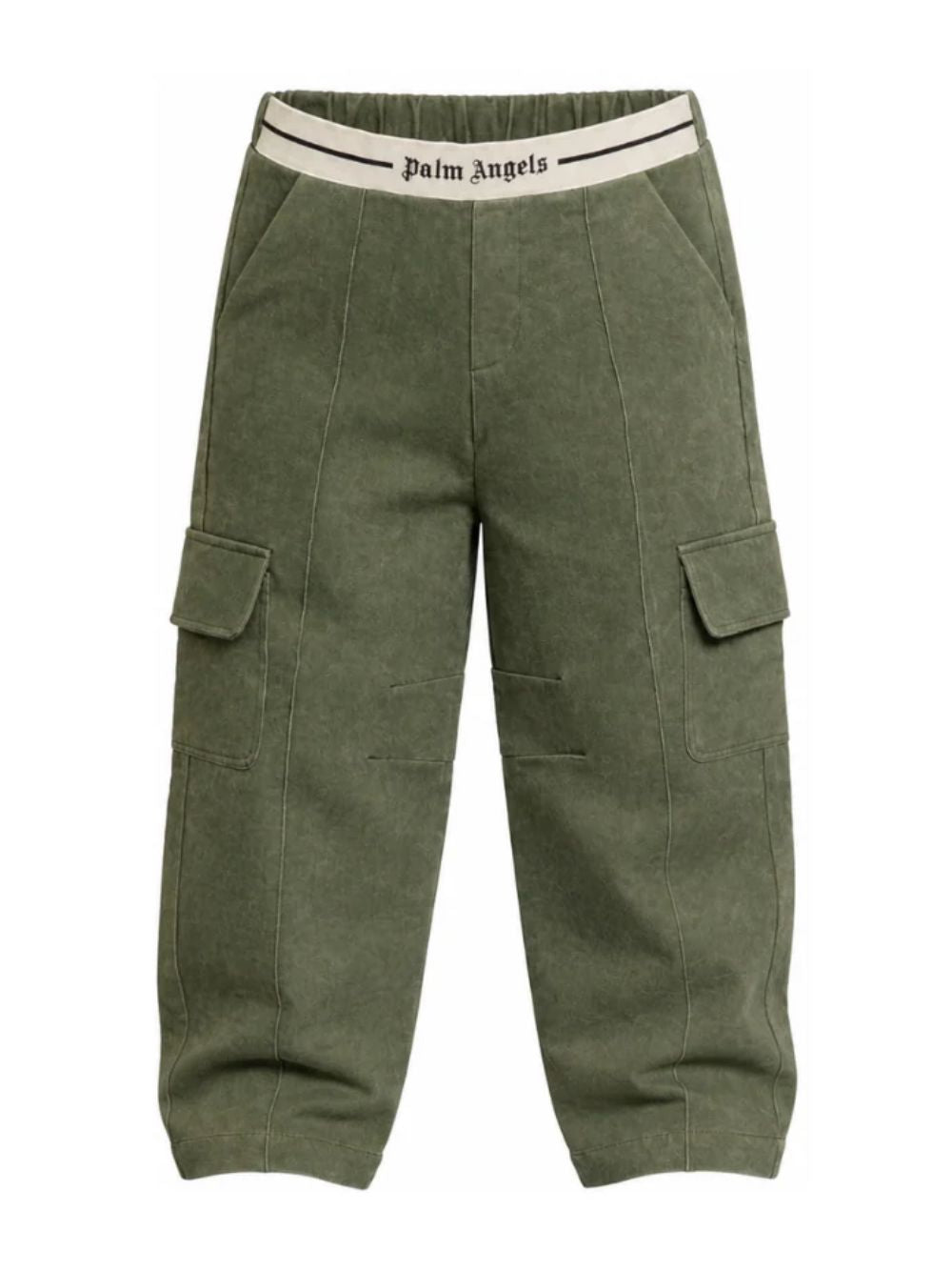 Pantaloni per bambino Palm Angels Kids verdi con stampa logo in vita F6PAJBPA139 1529 PALM ANGELS KIDS