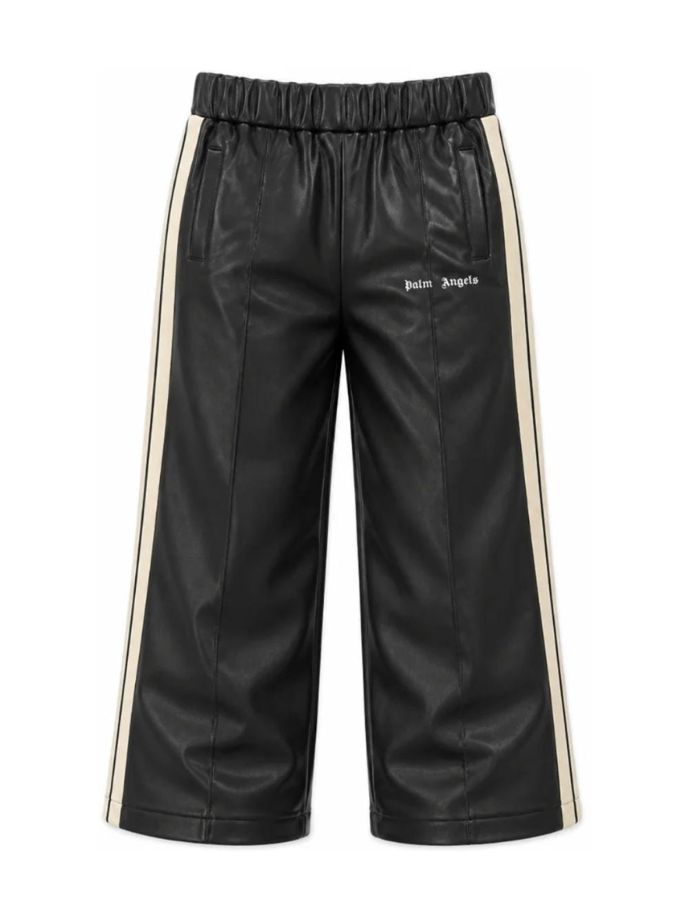 Pantaloni per bambini Palm Angels Kids neri con stampa logo sul davanti F6PAJBPA165 110 PALM ANGELS KIDS