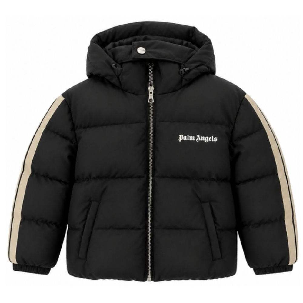 Giubbino per bambino Palm Angels Kids nero con stampa logo sul davanti F6PAJBPF005 110 PALM ANGELS KIDS