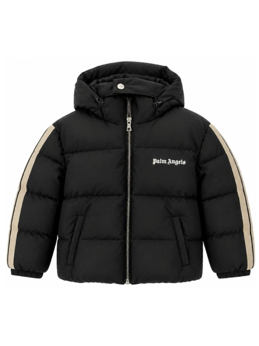 Giubbino per bambino Palm Angels Kids nero con stampa logo sul davanti F6PAJBPF005 110 PALM ANGELS KIDS