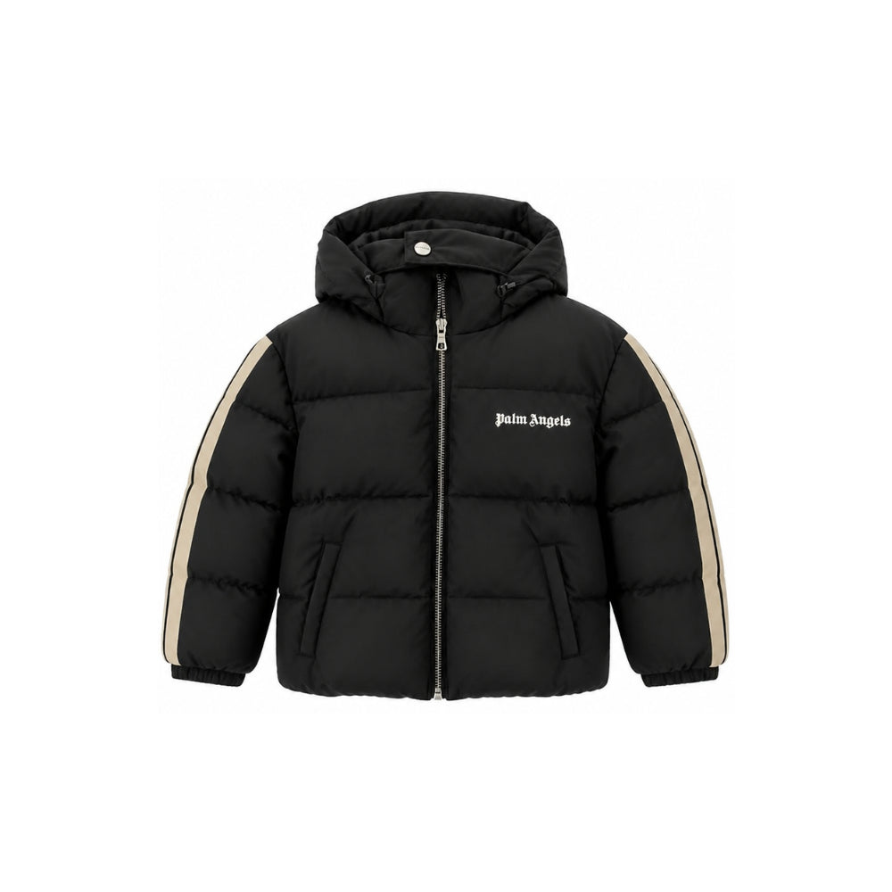 Giubbino per bambino Palm Angels Kids nero con stampa logo sul davanti F6PAJBPF005 110 PALM ANGELS KIDS