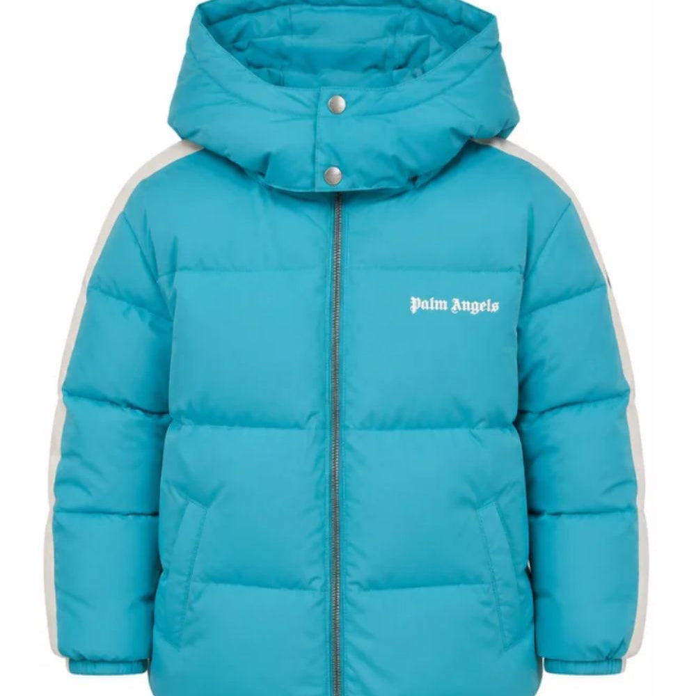 Giubbino per bambino Palm Angels Kids turchese con stampa logo F6PAJBPF005 1527 PALM ANGELS KIDS