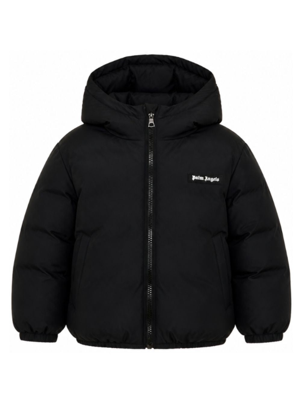 Giubbino per bambino Palm Angels Kids nero con stampa logo sul davanti F6PAJBPF007 110 PALM ANGELS KIDS
