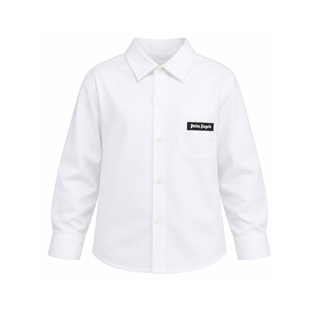 Camicia per bambino Palm Angels Kids bianca con patch logo F6PAJBSI169 002 PALM ANGELS KIDS