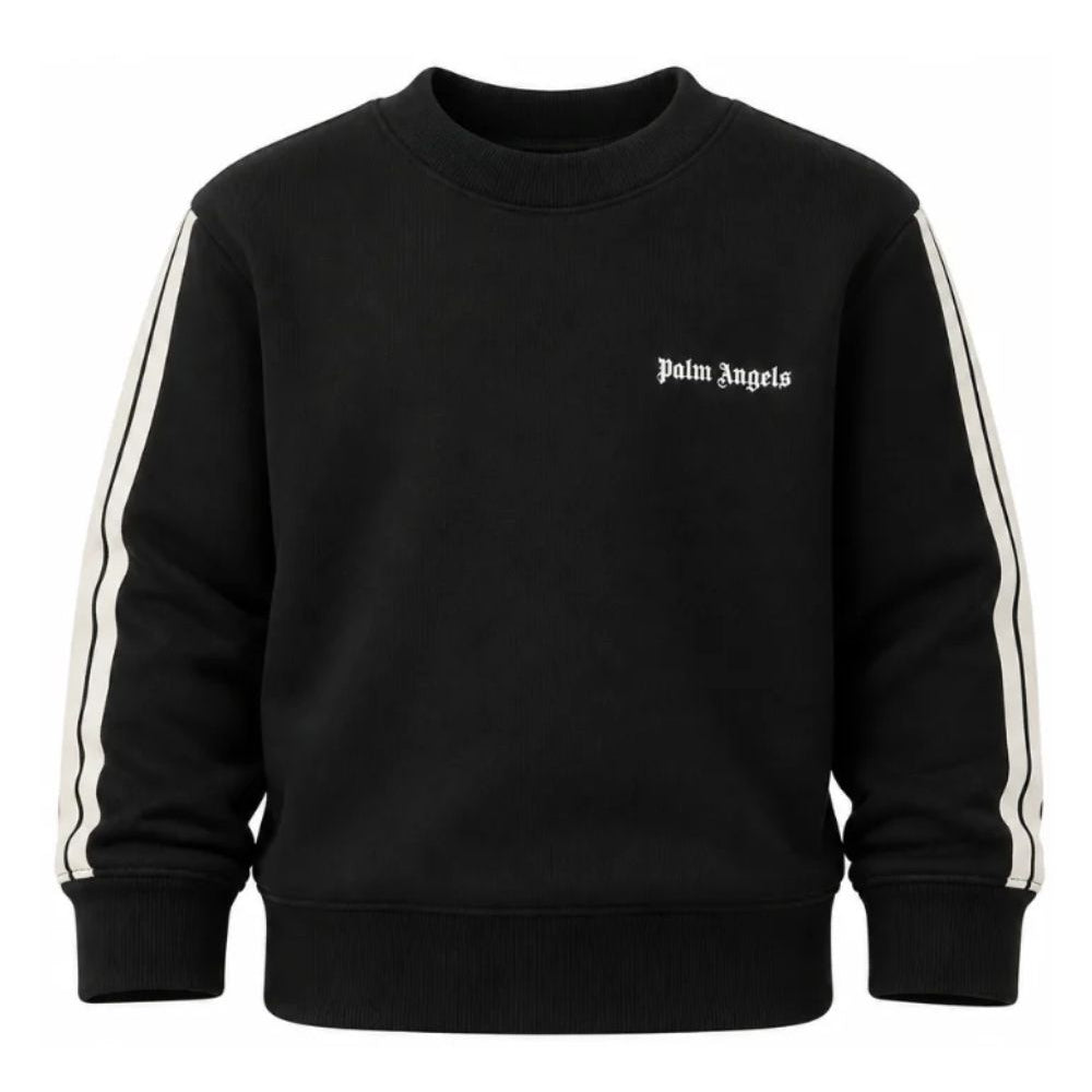 Felpa per bambini Palm Angels Kids nera con stampa logo sul davanti F6PAJBSW025 110 PALM ANGELS KIDS