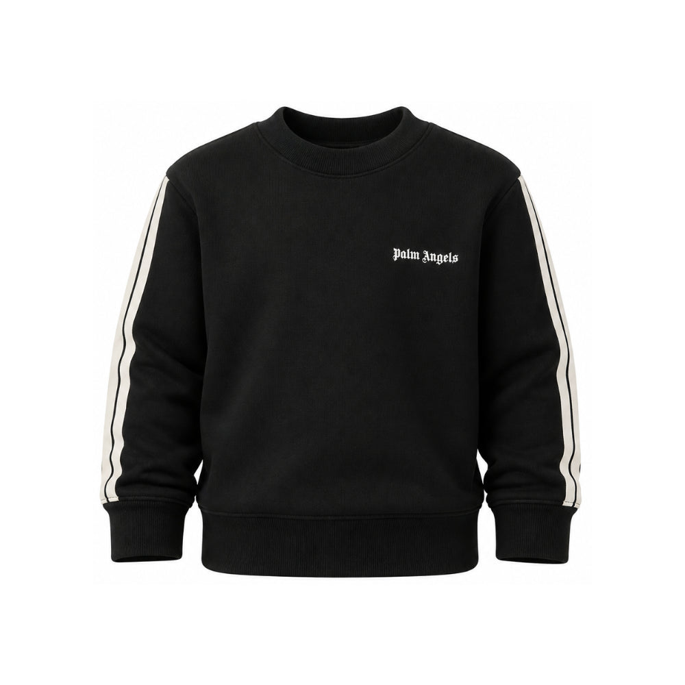 Felpa per bambini Palm Angels Kids nera con stampa logo sul davanti F6PAJBSW025 110 PALM ANGELS KIDS