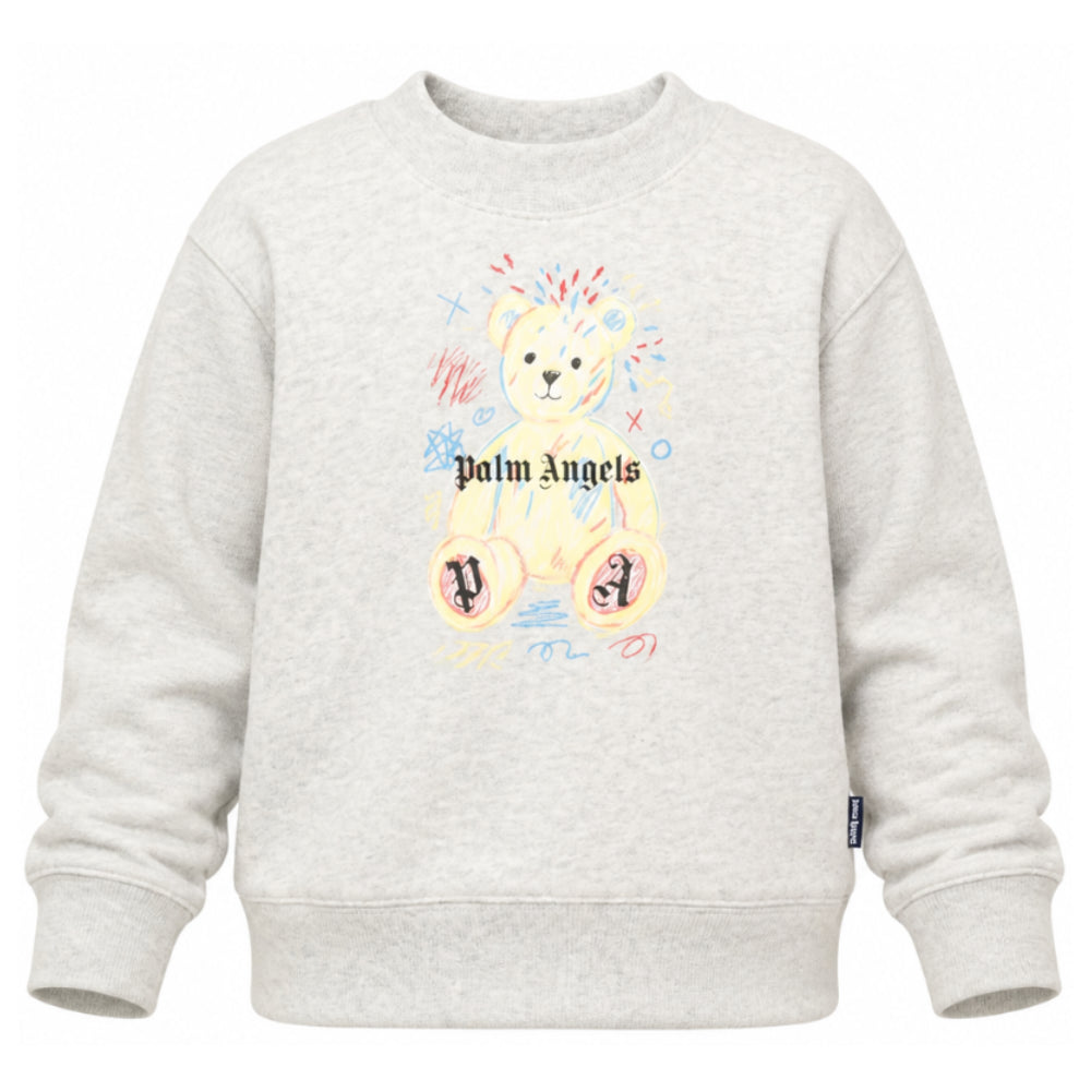 Felpa per bambini Palm Angels Kids grigia con stampa logo sul davanti F6PAJBSW102 101 PALM ANGELS KIDS