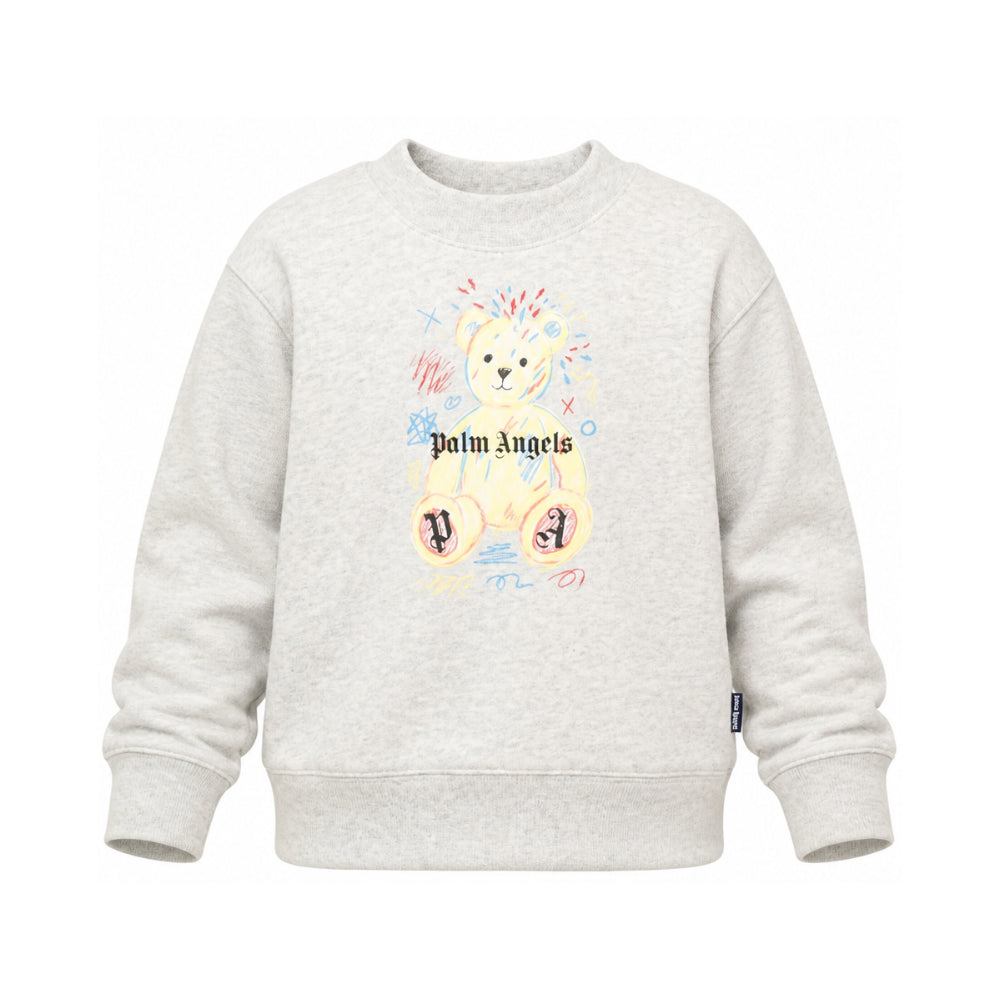 Felpa per bambini Palm Angels Kids grigia con stampa logo sul davanti F6PAJBSW102 101 PALM ANGELS KIDS