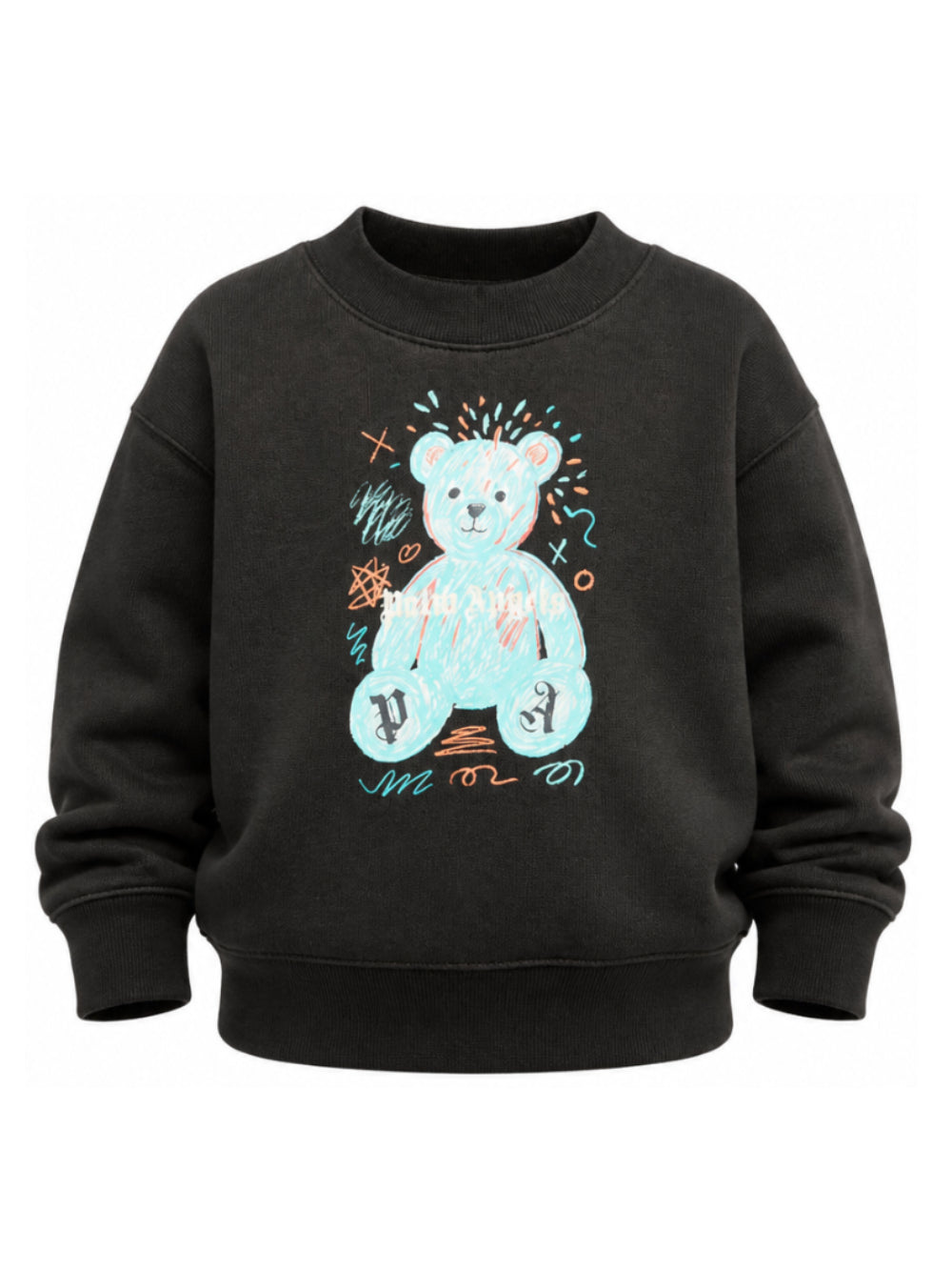 Felpa per bambini Palm Angels Kids nera con stampa logo sul davanti F6PAJBSW102 110 PALM ANGELS KIDS